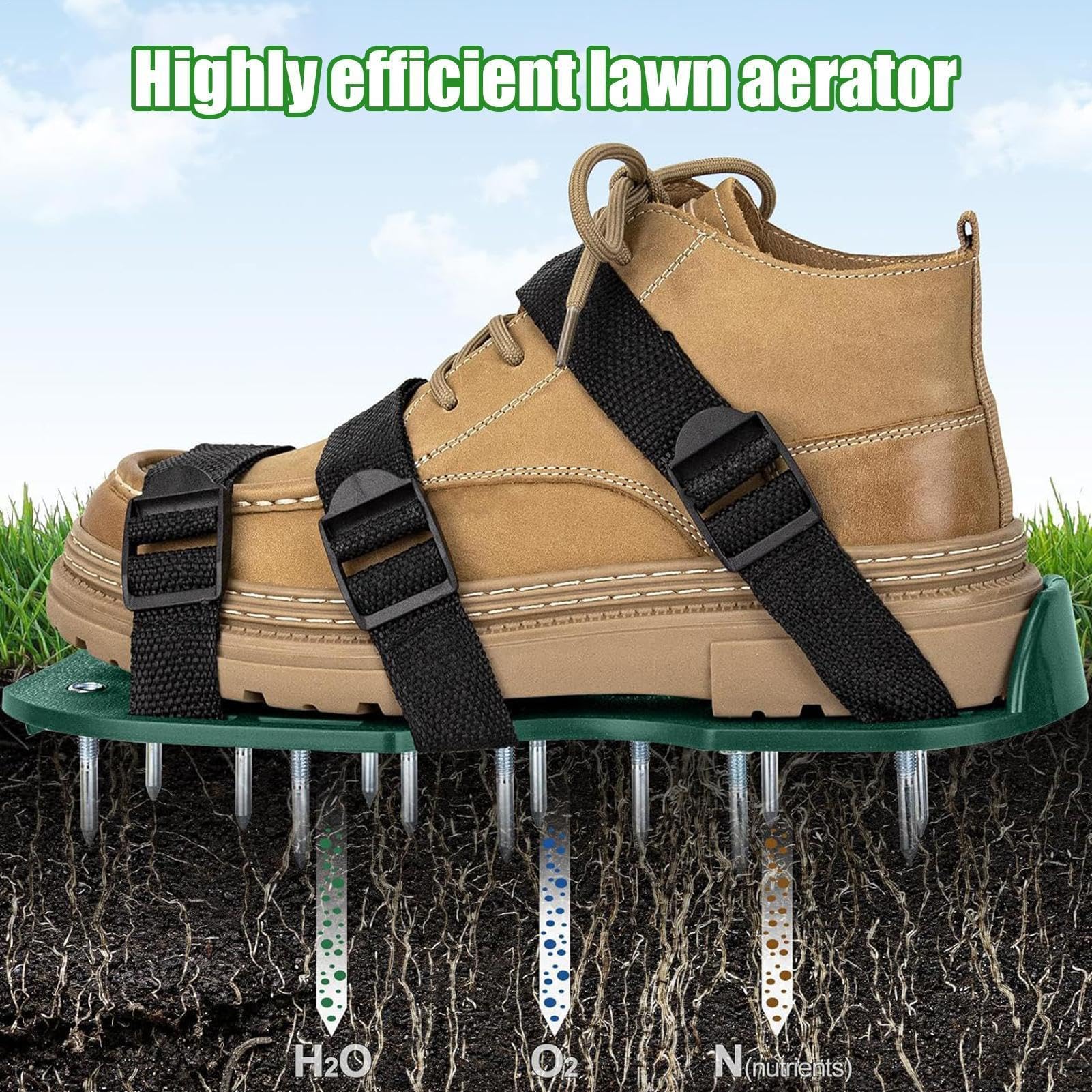 Scarpe professionali per unghie, 30 x 13,3 cm, 26 punte in acciaio inox con rivestimento anti-ruggine, per lavori di massetto e ventilazione sul prato, misura regolabile, 36 – 47