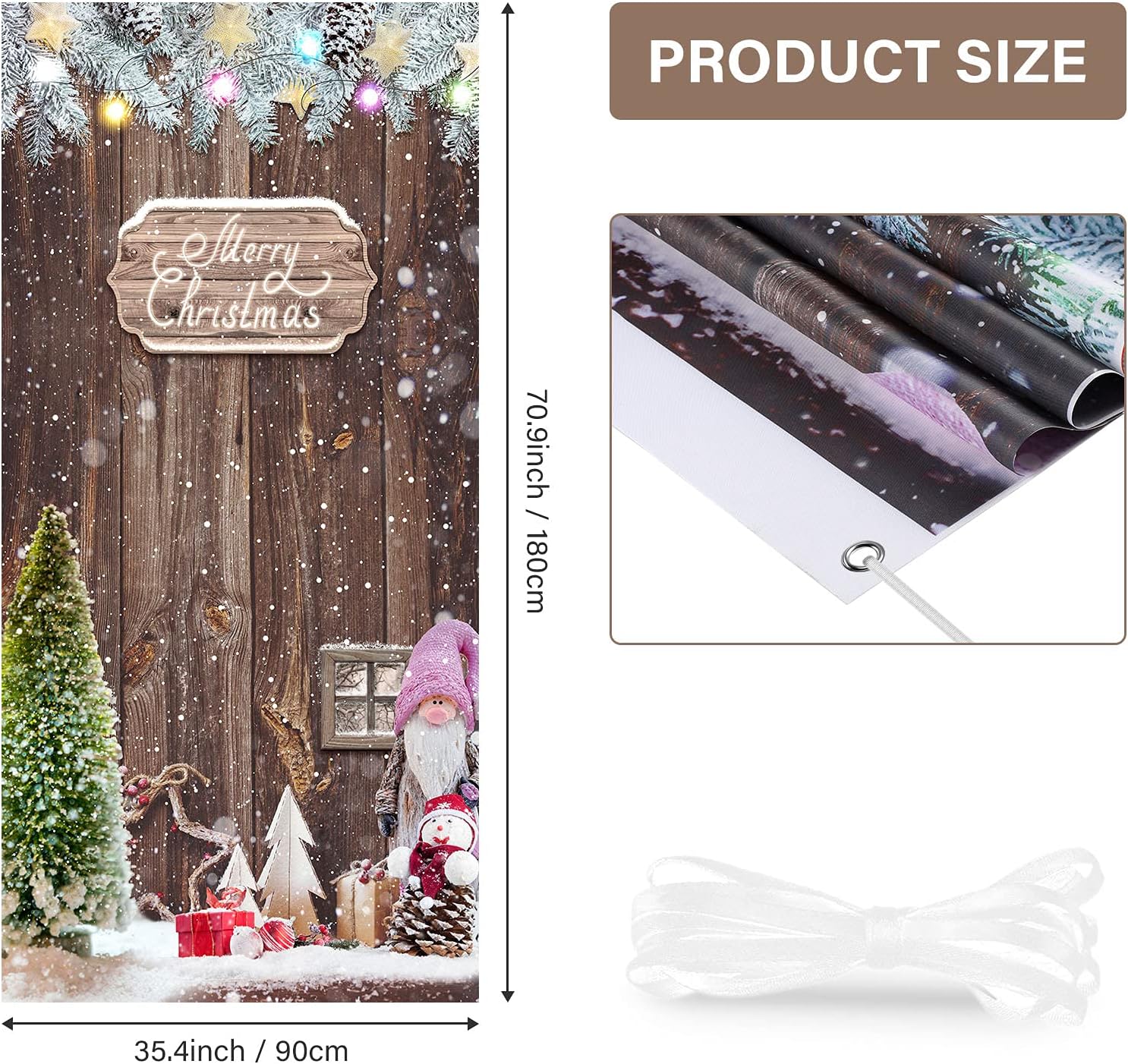 Christmas Door Cover Decorations Merry Christmas Front Door Cover Christmas Door Banner Fabric Glitter Wood Props Xmas Snowflake Hanging Door Wrap for Photo Booth Props Party (Snowman Style)