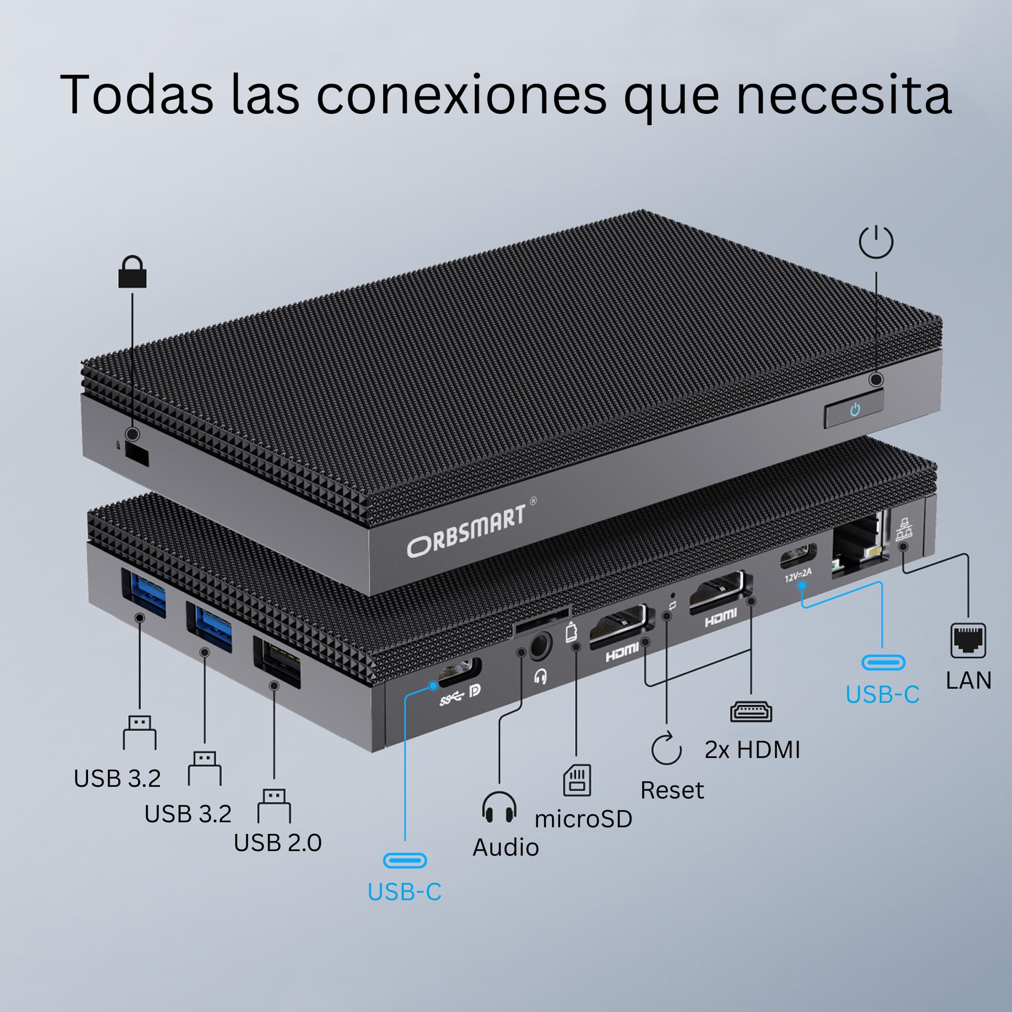 Orbsmart AW-16L Mini PC sin Ventilador Intel N150, 16GB DDR5, 512GB SSD, Windows 11 Pro | Ordenador de Sobremesa Silencioso 0dB | Triple Pantalla 4K, WiFi 6, USB-C | Fabricante Alemán