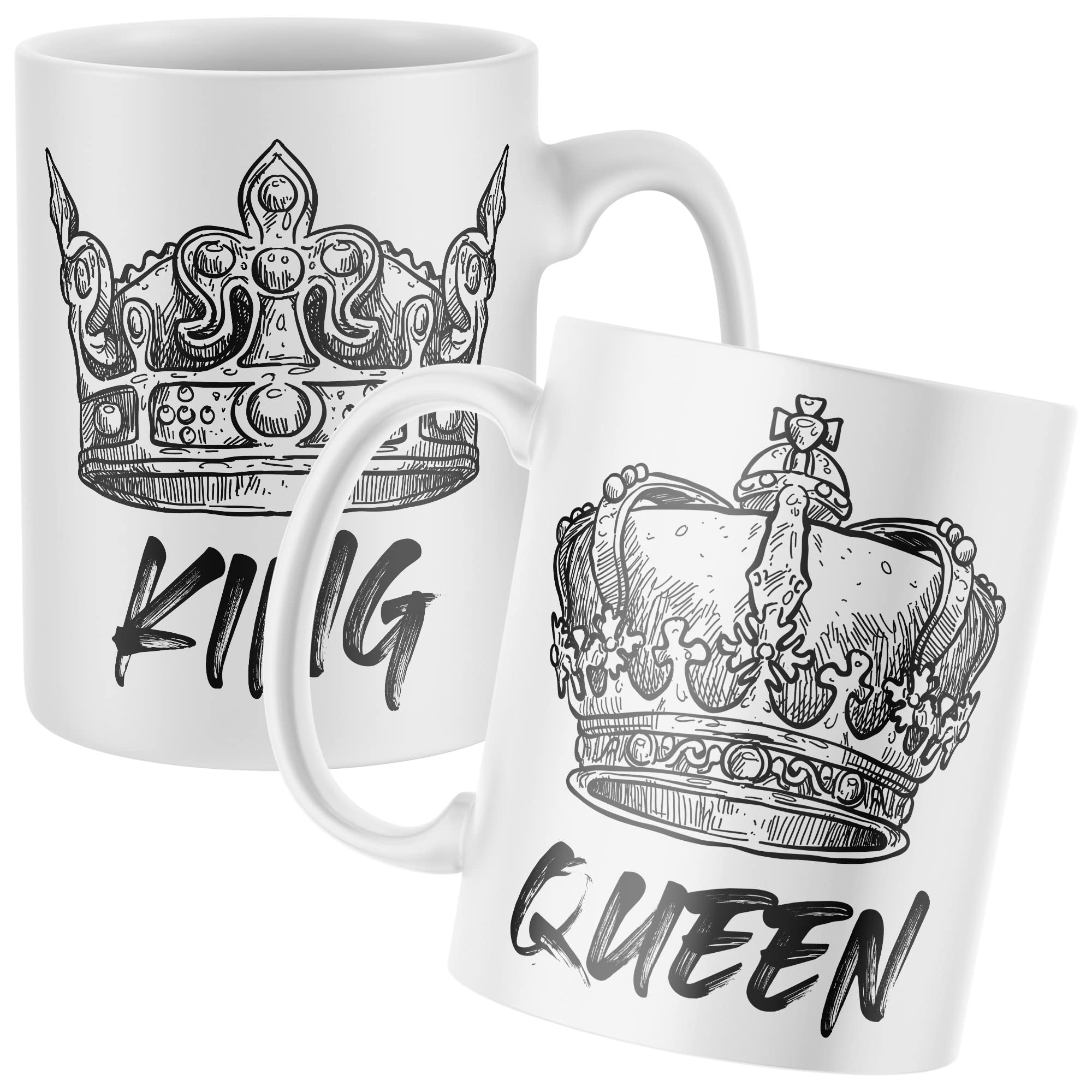 Purple Print House Couples King and Queen Mug Matching Set Coffee Tea Cup Gift His and Hers Mens Womens