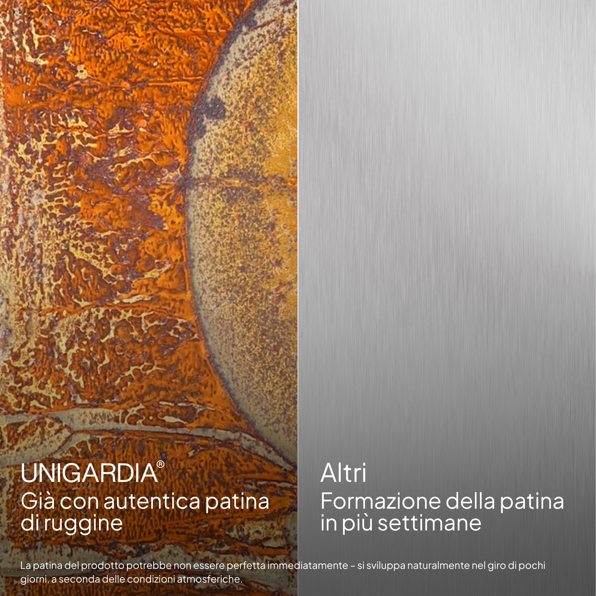 UNIGARDIA Bordura Corten per Giardino in Metallo per Prato 5 m - Bordatura Aiuole Giardino Alta 185 mm - Bordure per Aiuole Flessibile, Corten