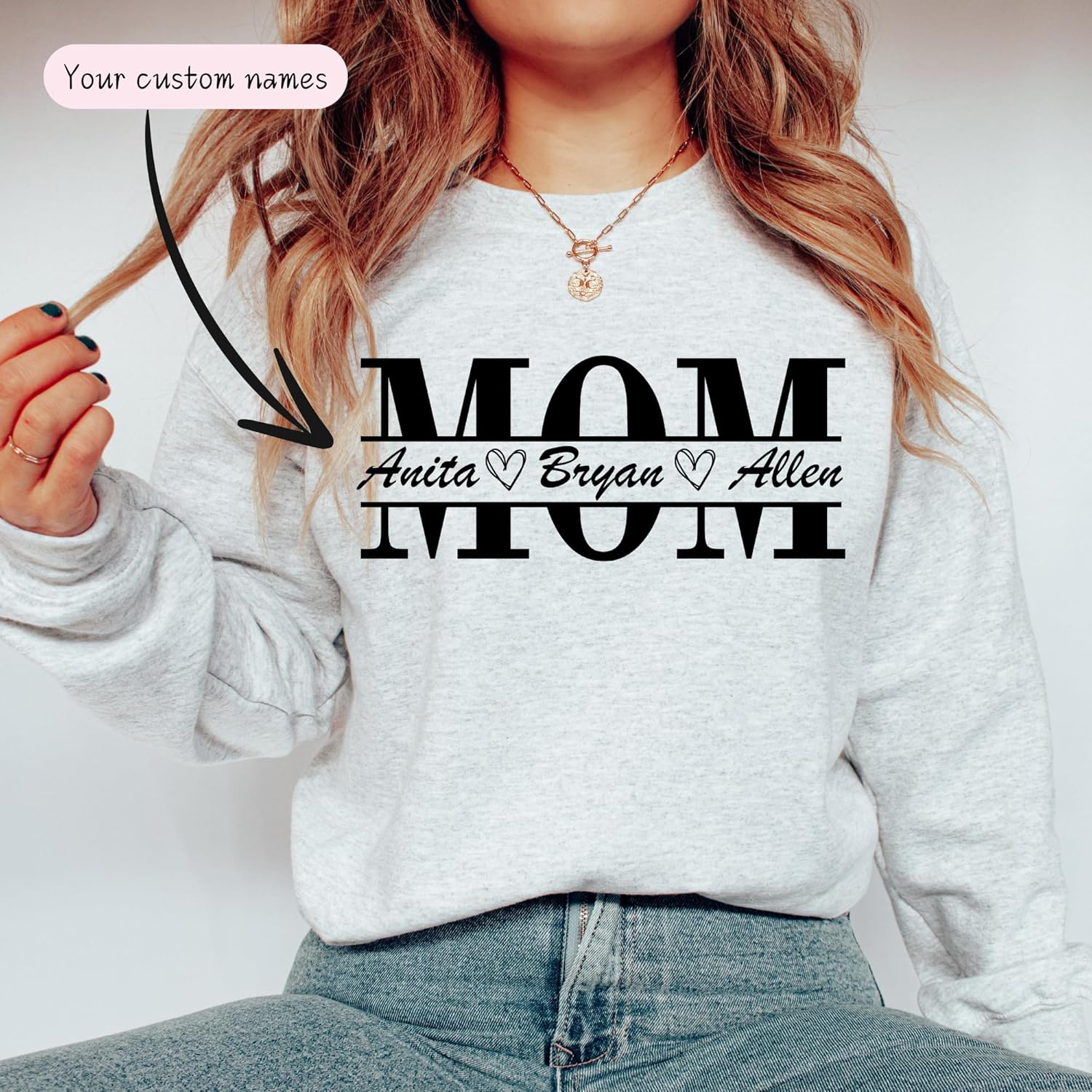 CUSTOM Unisex Mama Sweatshirt and Hoodie with Kid Names, Personalized Mom Gift For Her UNISEX - Image 2