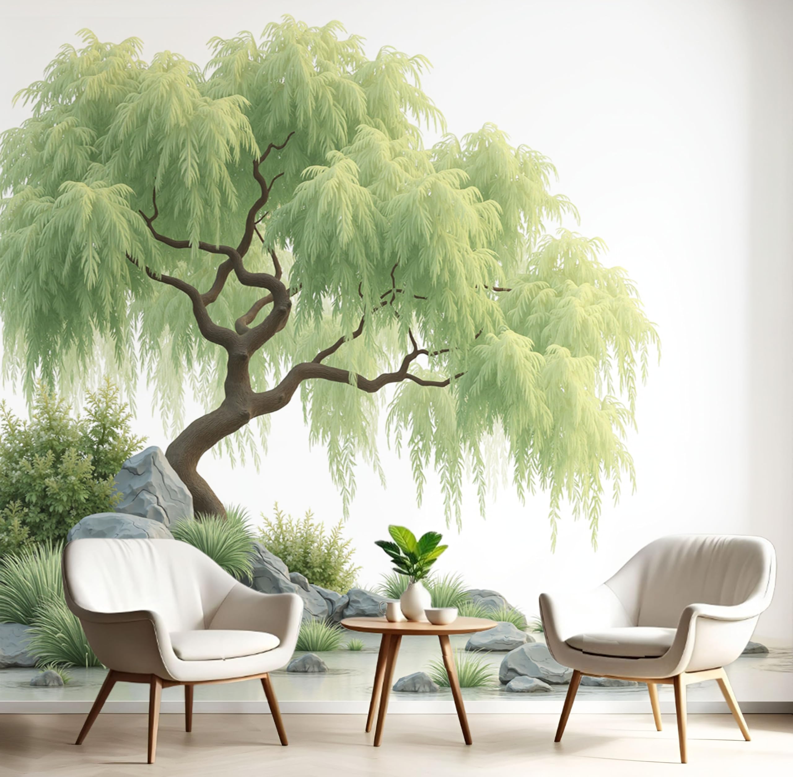 Tapisserie panoramique effet soie paysage chinois décoration murale salon 250x175
