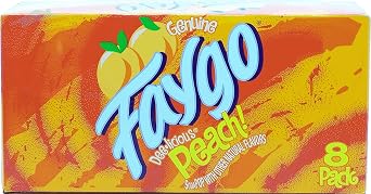 Faygo Peach! flavor soda pop, 12-fluid ounce cans, 8-pack in box 1