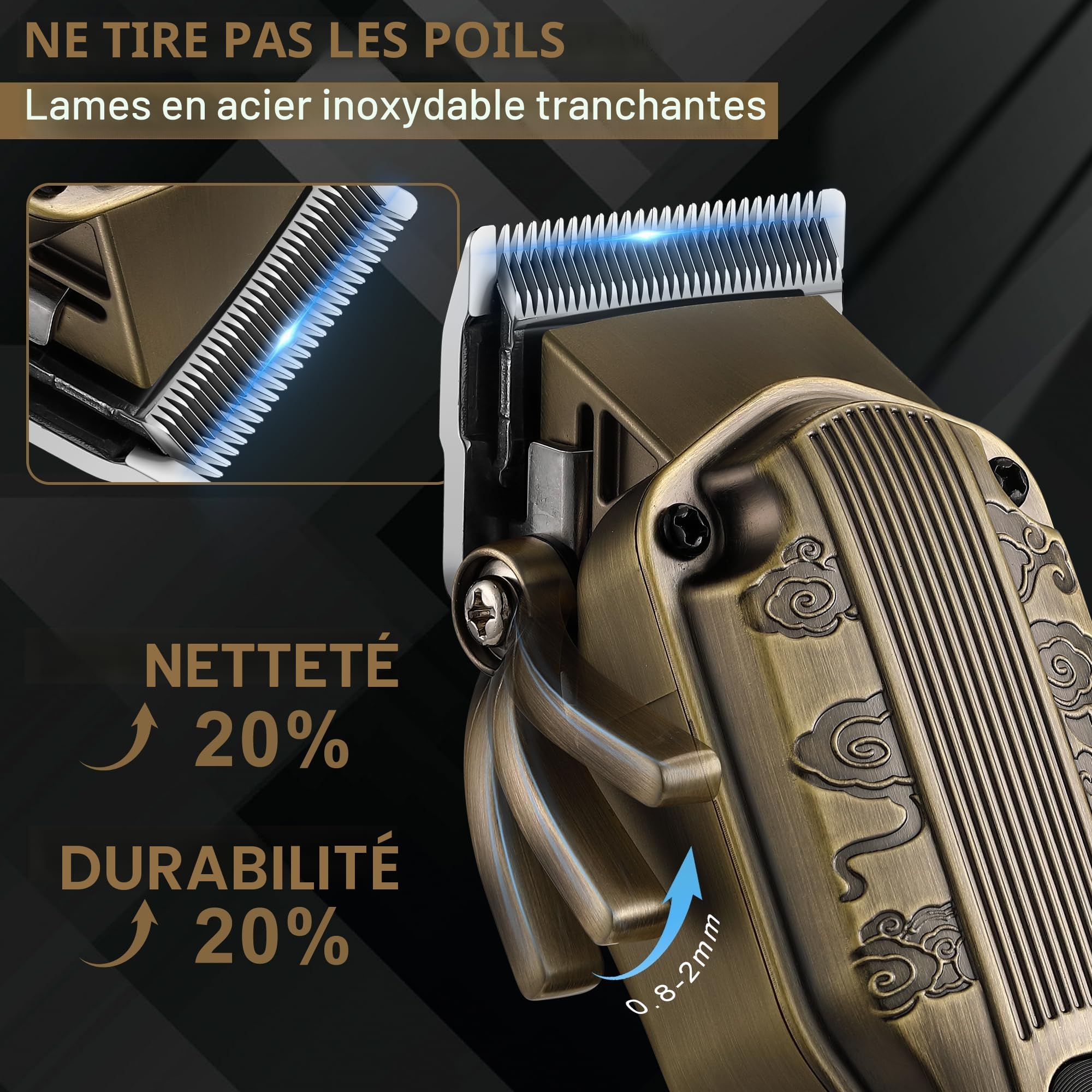 Tondeuse à Barbe et Cheveux Sans Fil Scttomon Professionnel Hommes Set Coupe De Cheveux (Bronze)