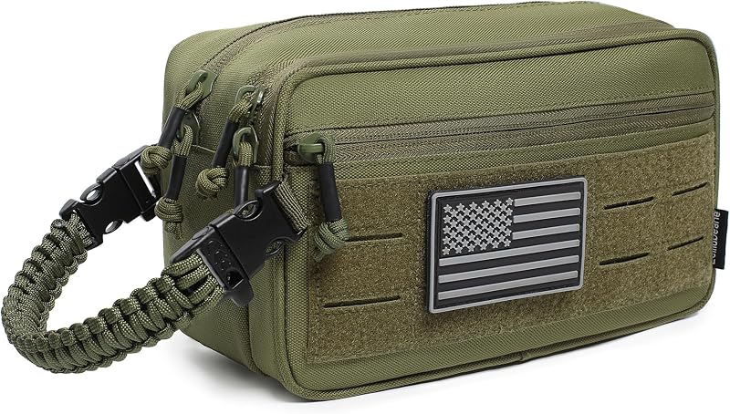 Necessaire tática Lemubeane para produtos de higiene, com compartimentos úmido e seco, MOLLE, OD Green