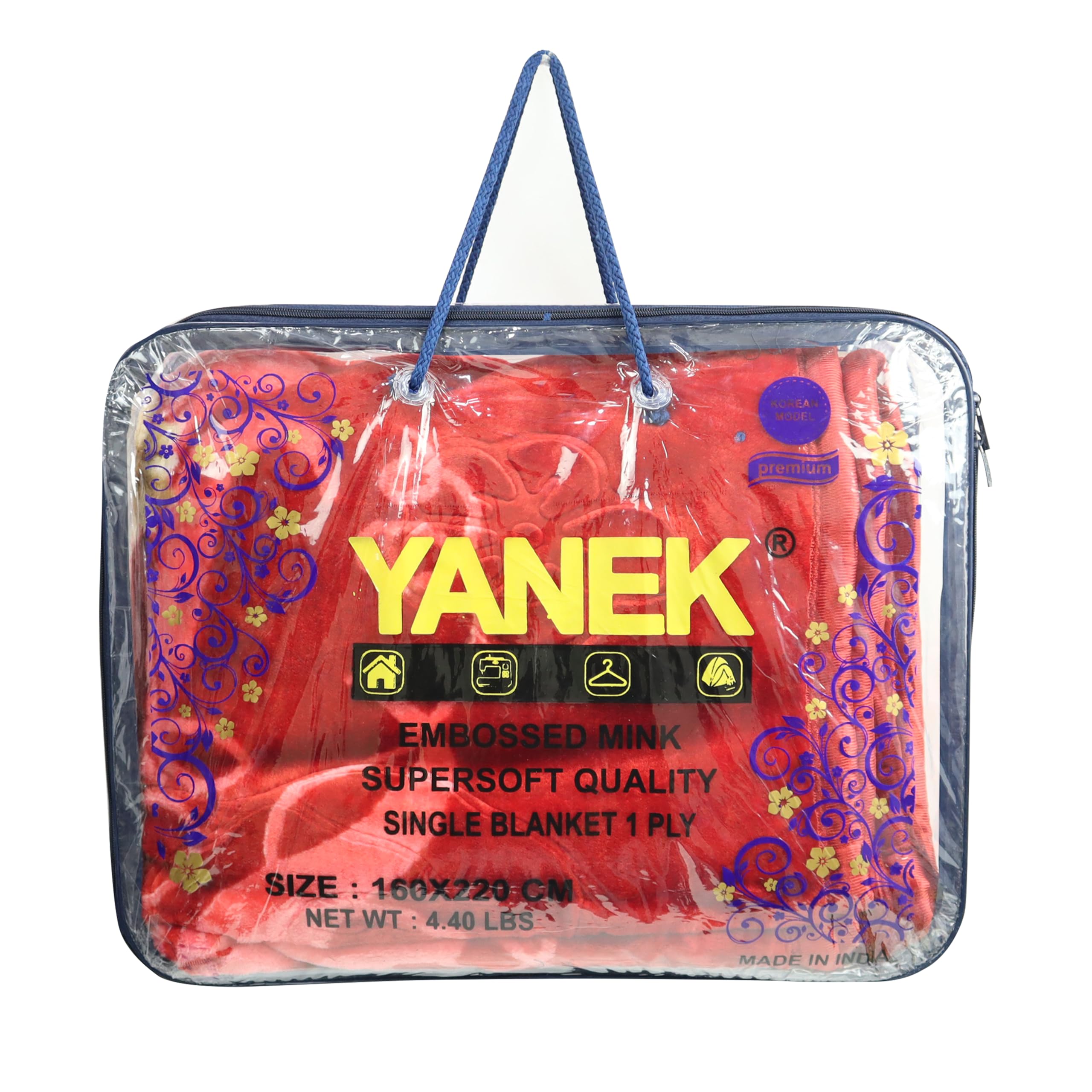 Yanek King Size Mink Fleece Blanket - Single Bed 160 x 220 cm |Ultra Soft & Silky| Multicolour| Printed Design| Perfect for Autumn Winter Bed Home & Gifts| Ideal for Workers Staff & Comfort (2 Kg)