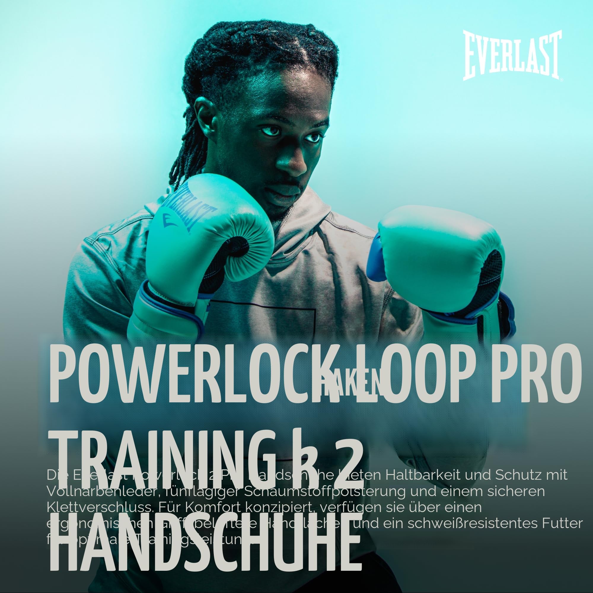 Everlast Powerlock 2R Boxhandschuhe 14oz und Core Boxbandagen, anthrazitgraue Everlast Boxhandschuhe für Sandsack und Sparring mit Klettverschluss und vierlagiger Schaumstoffpolsterung