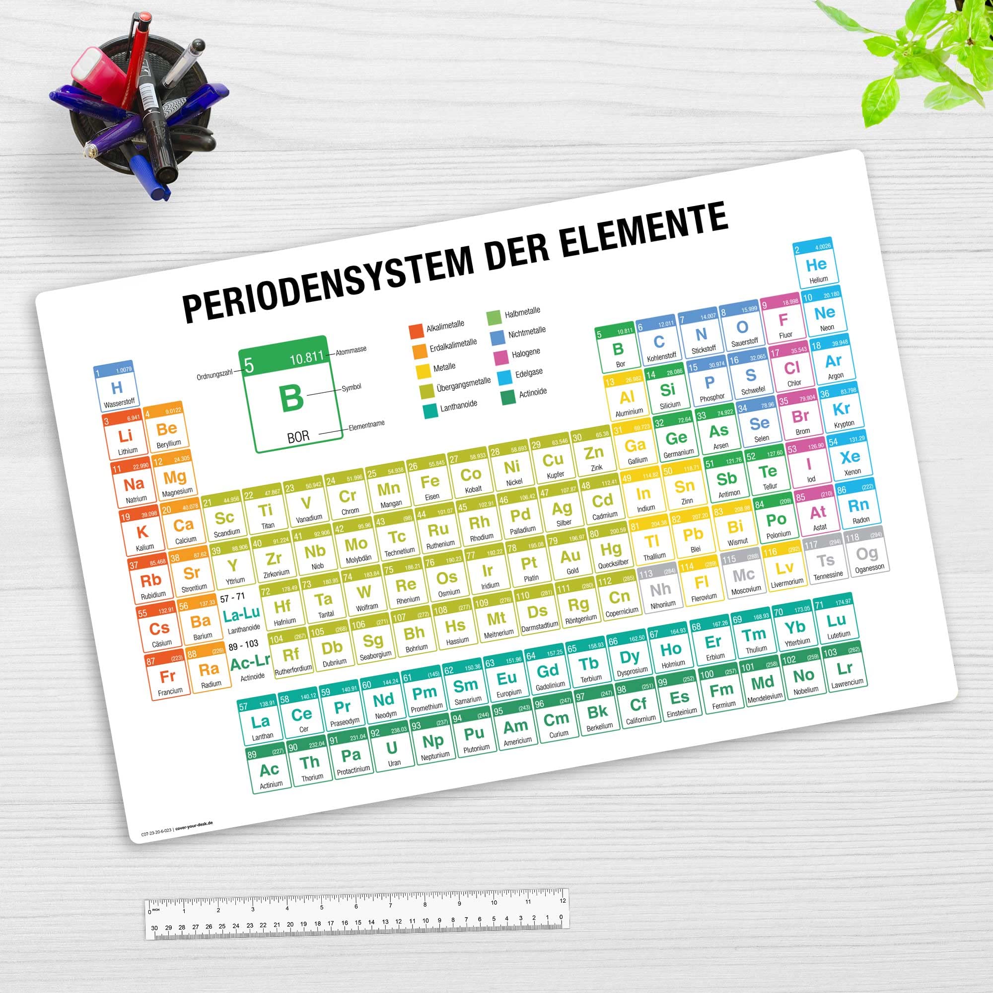 Schreibtischunterlage Periodensystem der Elemente (Deutsch) – Premium Vinyl, Made in Germany, 60 x 40 cm