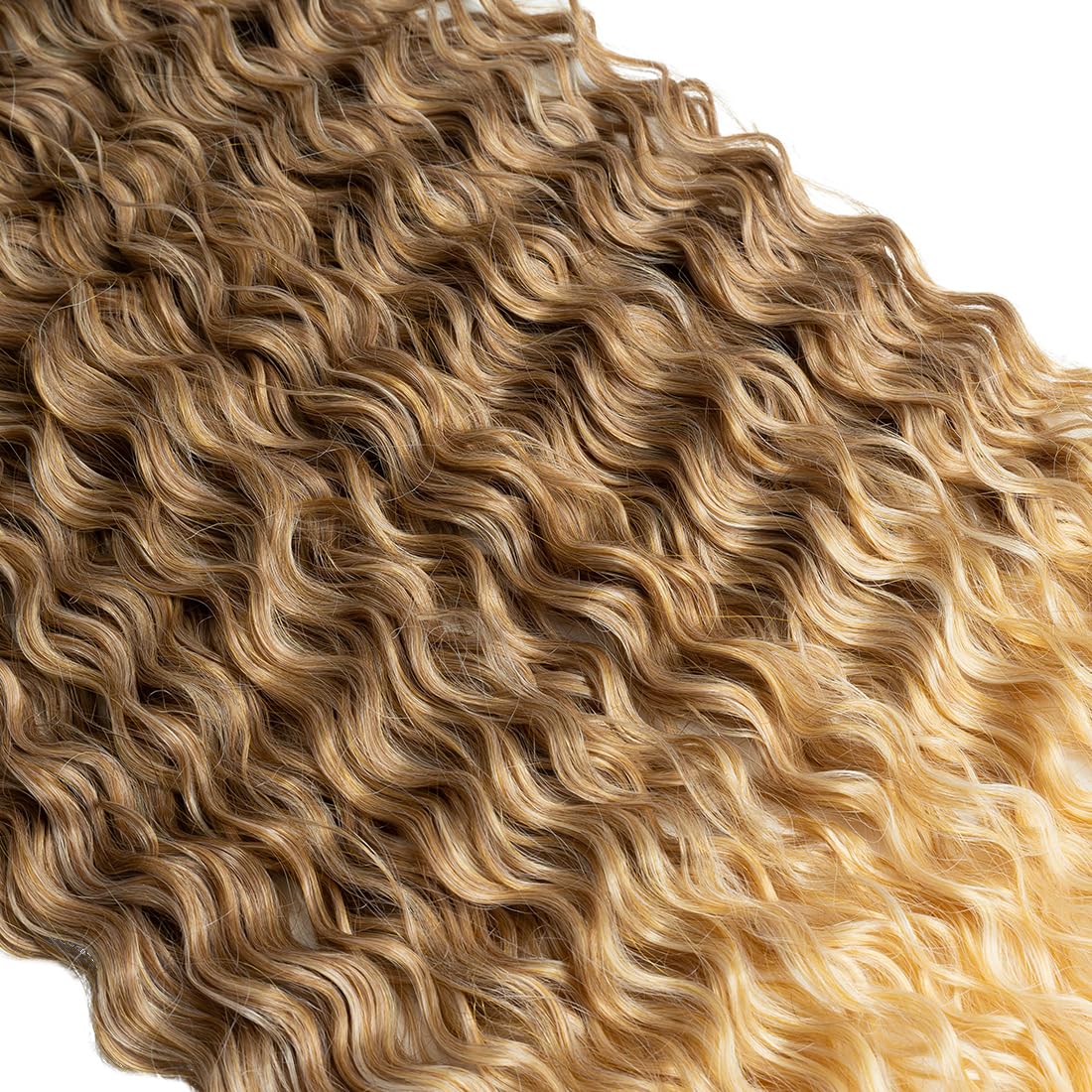 30 Zoll Kinky Wave Hair 6Bundles mit Spitzenverschluss 7Piece/Pack Ombre Brown Long Kinky Curly Hair Bundles Hitzebeständige Kunsthaar-Web-Extensions für Frauen (T12/22A # 30 Zoll 7 Stück)