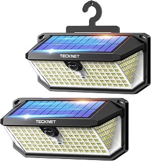 TECKNET Solarlampen für Außen mit Bewegungsmelder, 546 LEDs Solar Lampe Außen 300° Beleuchtungswinkel mit 3 Modi, IP66 Wasserdichte Solarleuchten für Außen, Garten, Garage, Haustür (2 Stück)