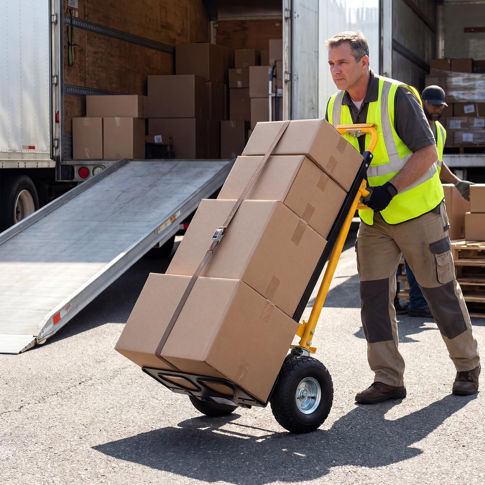 FANTASK 3-in-1 Sackkarre klappbar, Transportwagen Metall mit Luftbereifung & Gummirädern, Transportkarre max. 250KG & Plattformwagen max. 350KG, Lieferantenkarren für Zuhause, Büro & Lager