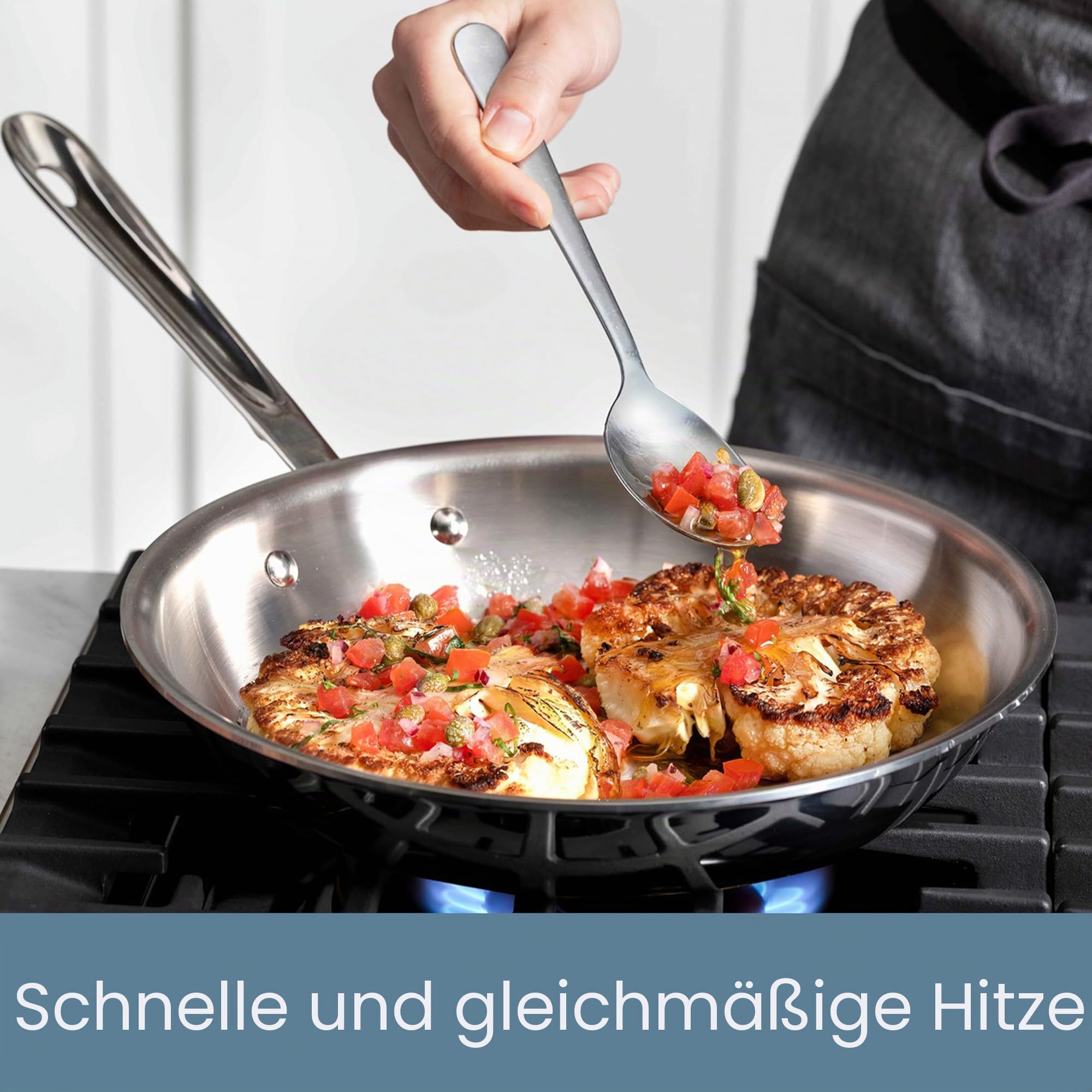 All-Clad D3 3-lagiges Edelstahl-Kochgeschirr-Set, 10-teilig, Induktion, ofenfest, 600 F, Küchen-Kochset mit Bratpfannen, Töpfen, Sautépfanne, Suppentopf und Suppentopf, Töpfe und Pfannen, Silber