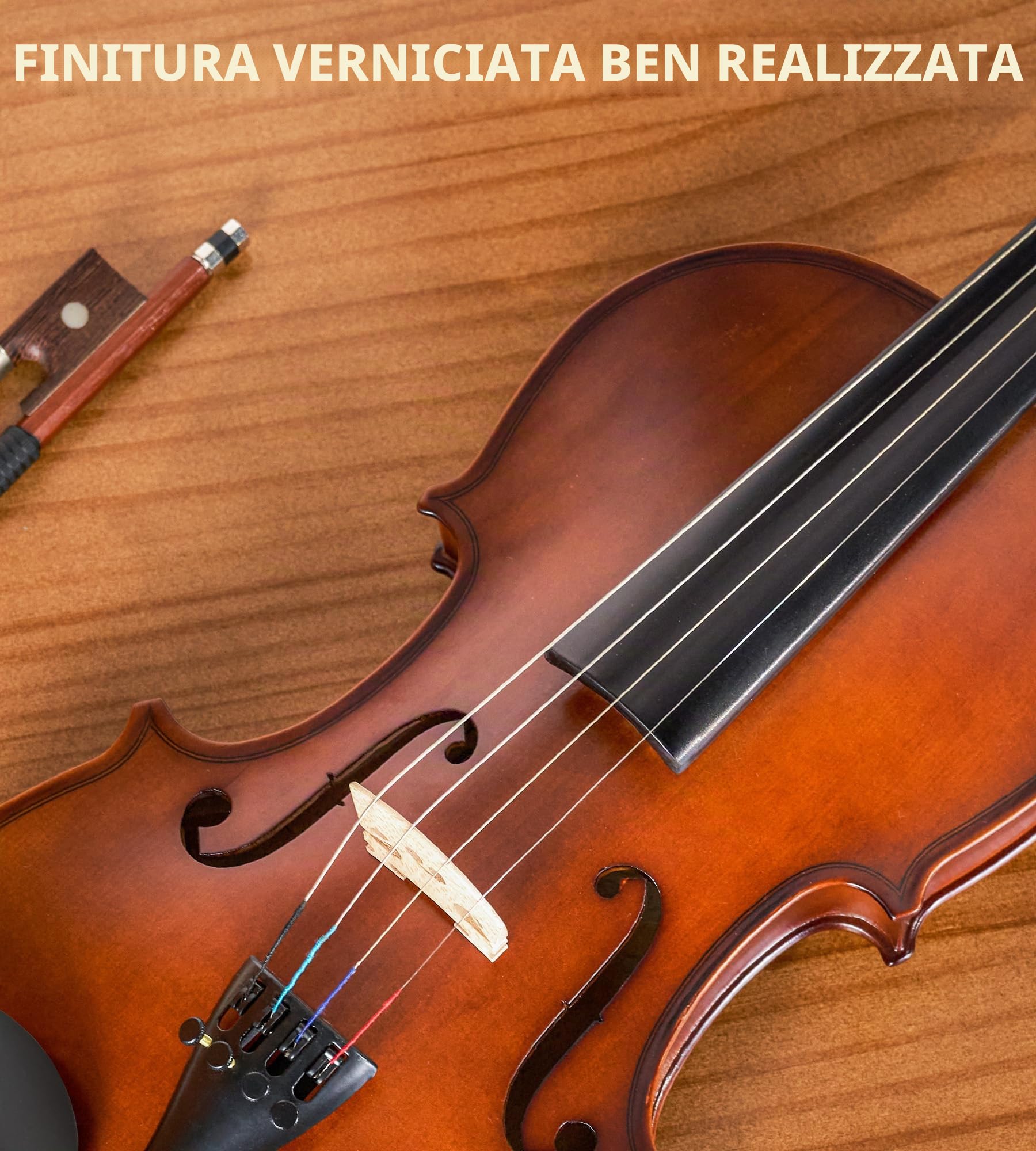 Vangoa Violino 4/4 Concerto con Custodia, Spalliera, Colofonia e Corde per Violino per Principianti Adulti o Bambini, Naturale