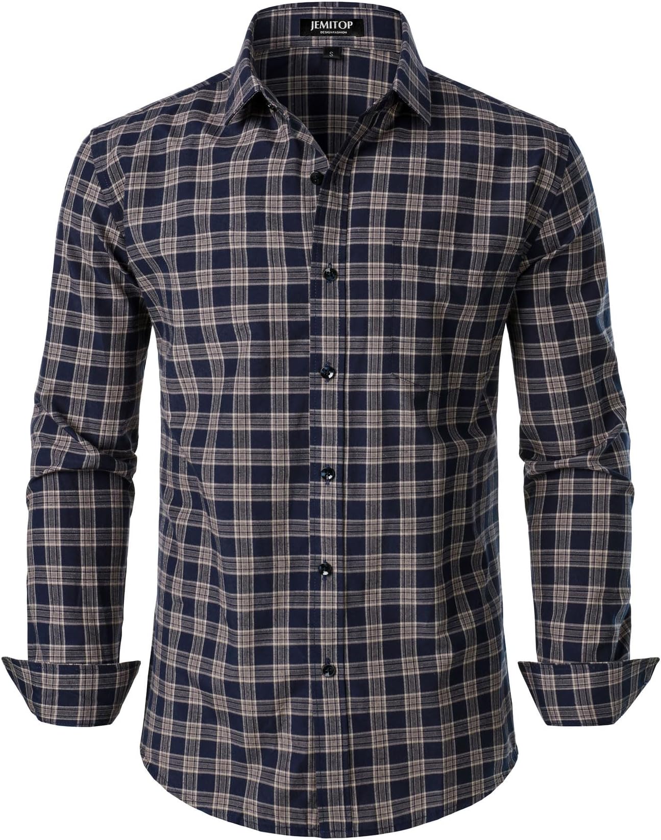 Men's Transitional Weather Slim Fit Long Sleeve Button Down Shirt Business Casual Dress Shirts with Pocket