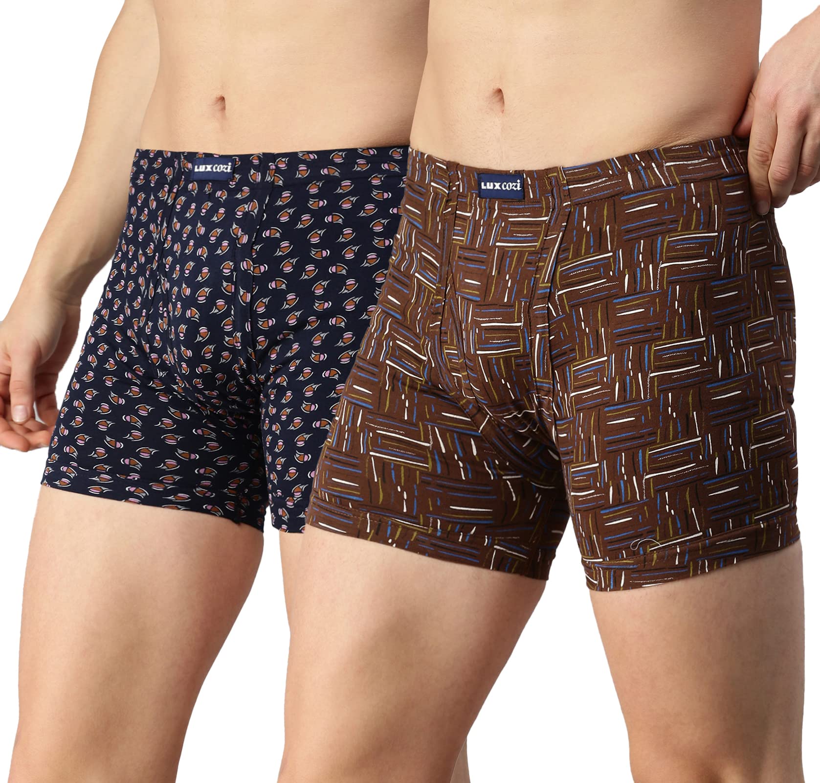 Men's 100% Cotton Printed Inner Elastic Long Trunk | Printed Long Trunk for Men | Color and Print May Vary | Long Trunk for Men Pack of 2-image-45