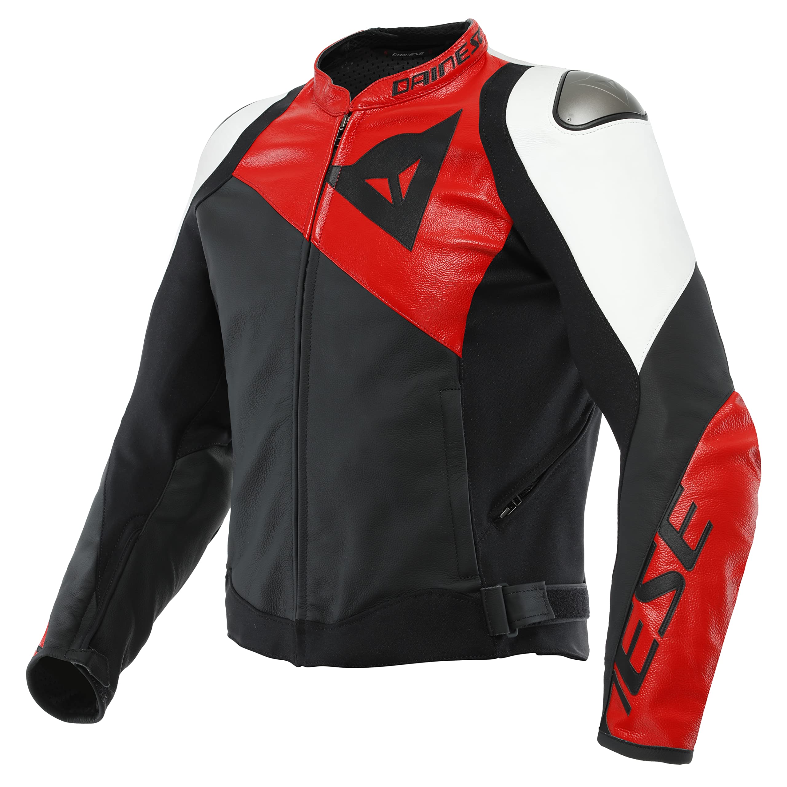 Dainese Sportiva Motorrad Lederjacke, schwarz/rot/weiß, 52