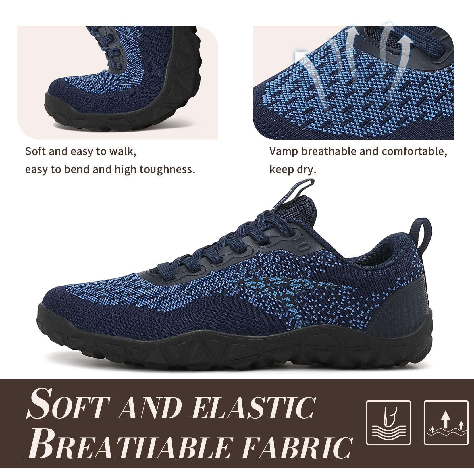 ASHION Barfußschuhe mit Breite Zehenbox Herren Minimalistische Outdoor Traillaufschuhe Herren Fitnessschuhe Sneaker