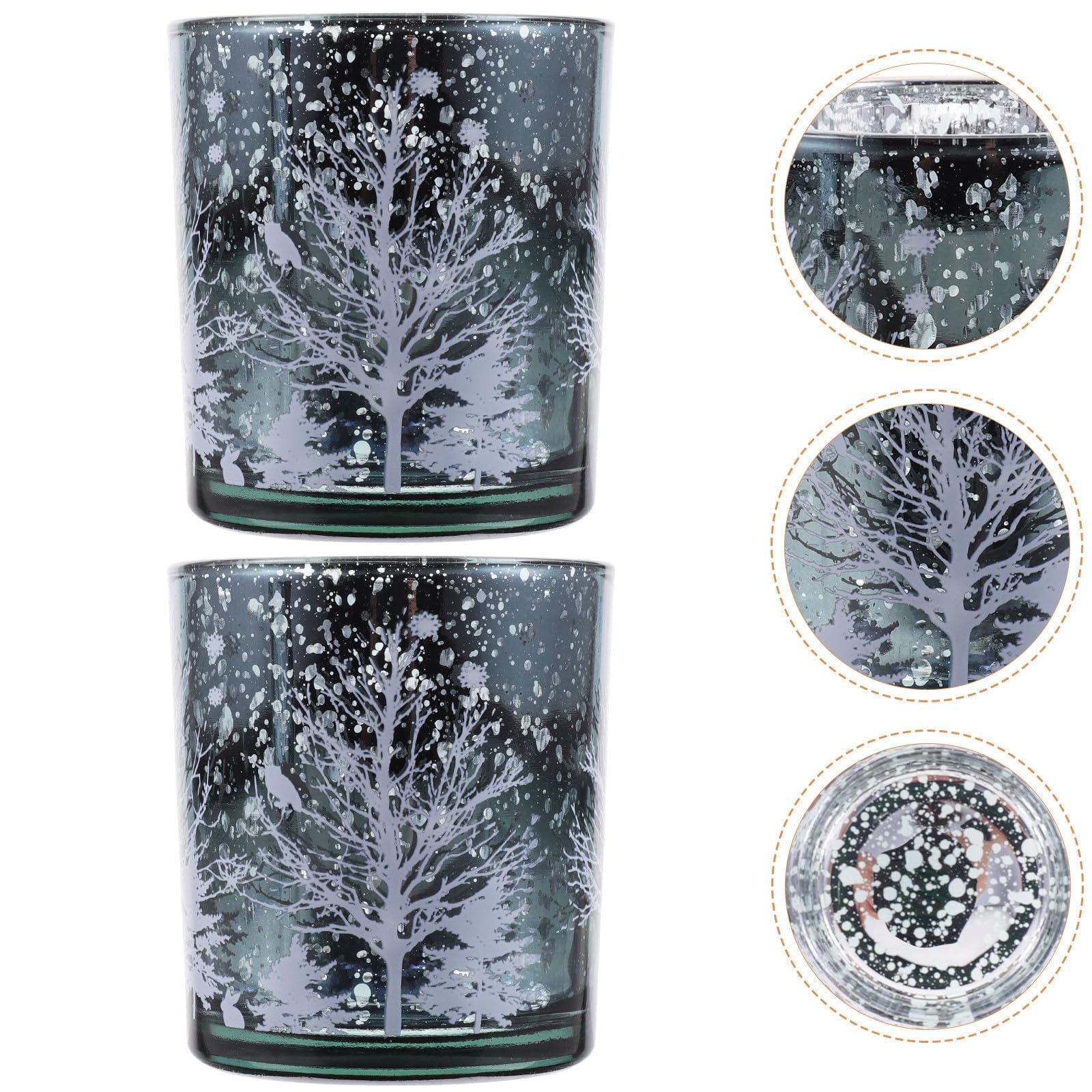 Toyvian 10 Unidades Portavelas Navideño de Cristal Estampado de Árbol de