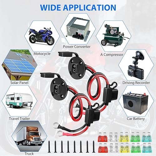 Miniatura 7 de Linkstyle 2 conectores rápidos SAE de 10 AWG, cable de extensión SAE con fusible de 12 piezas (10A, 15A, 20A, 25A, 30A)