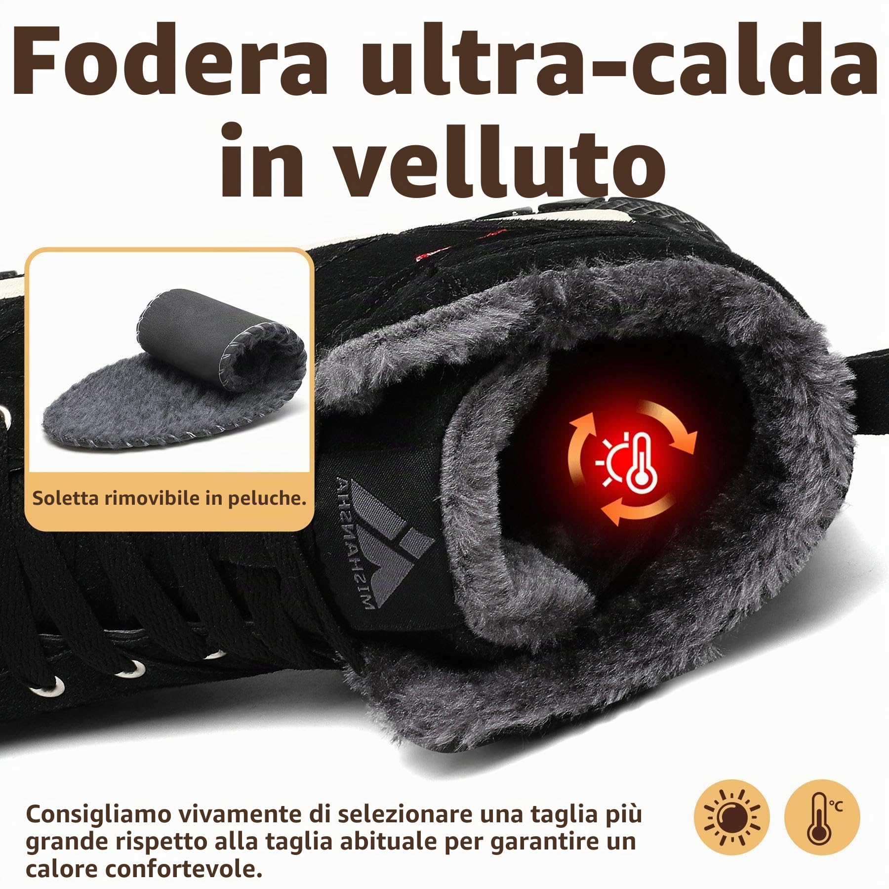 Mishansha Stivali Invernali Uomo Donna Scarpe da Neve Antiscivolo Sneakers All'Aperto 36-42 EU