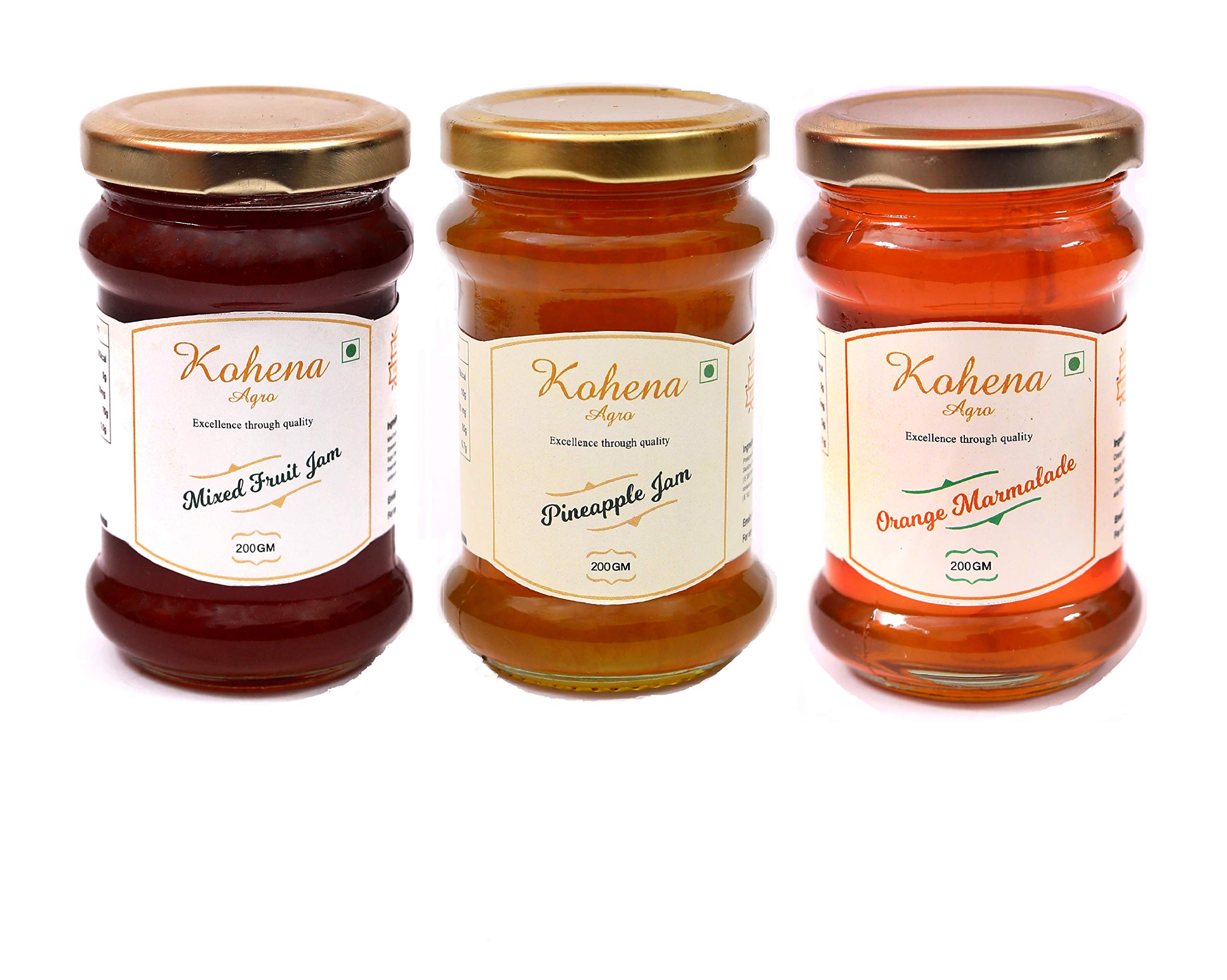 Kohena Agro Jam Combo (Mixed Fruit+Pineapple+ Orange Marmalade)(200Gms*3)