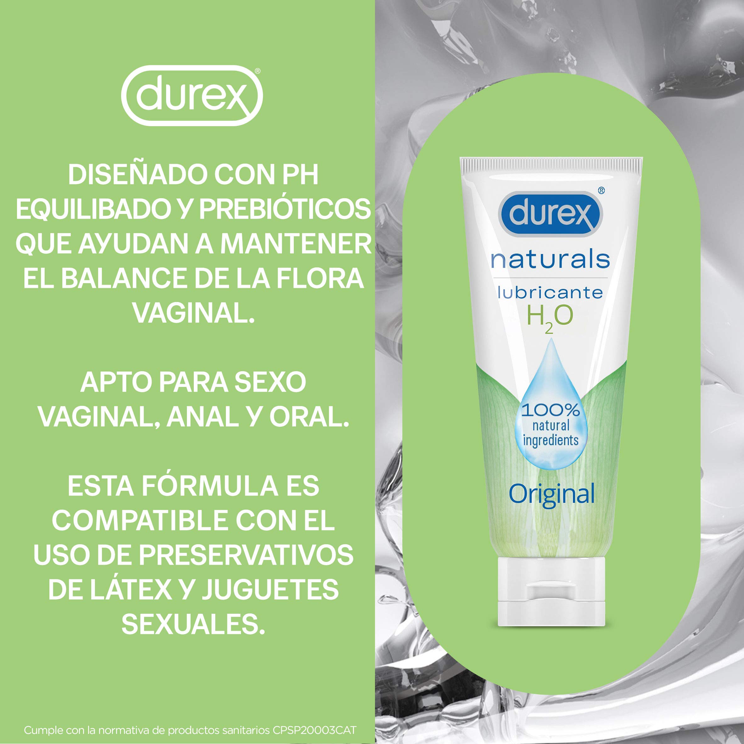 Durex Preservativos Natural Originales 24 unidades + Lubricante Naturals H2O de Base Agua 100ml