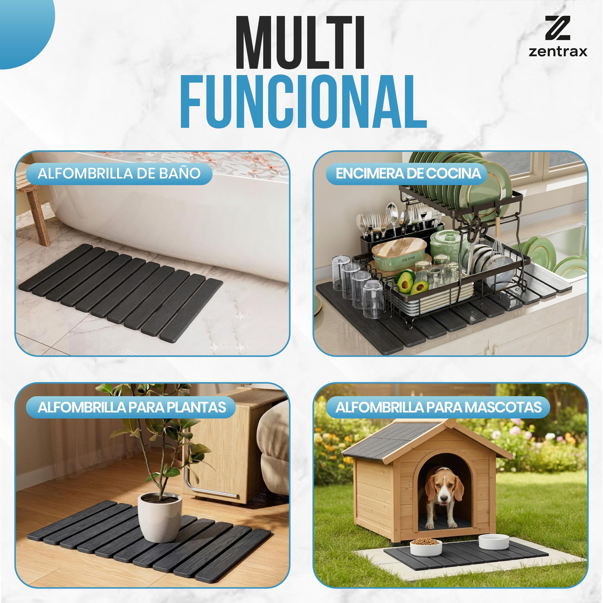 Alfombra Diatomita Baño Plegable Antideslizante | Alfombrilla Baño Diatomita Absorción Rápida | Piedra de atomita | Bath Mat | Alfombra Ducha Antideslizante (Plegable Gris) — view 7