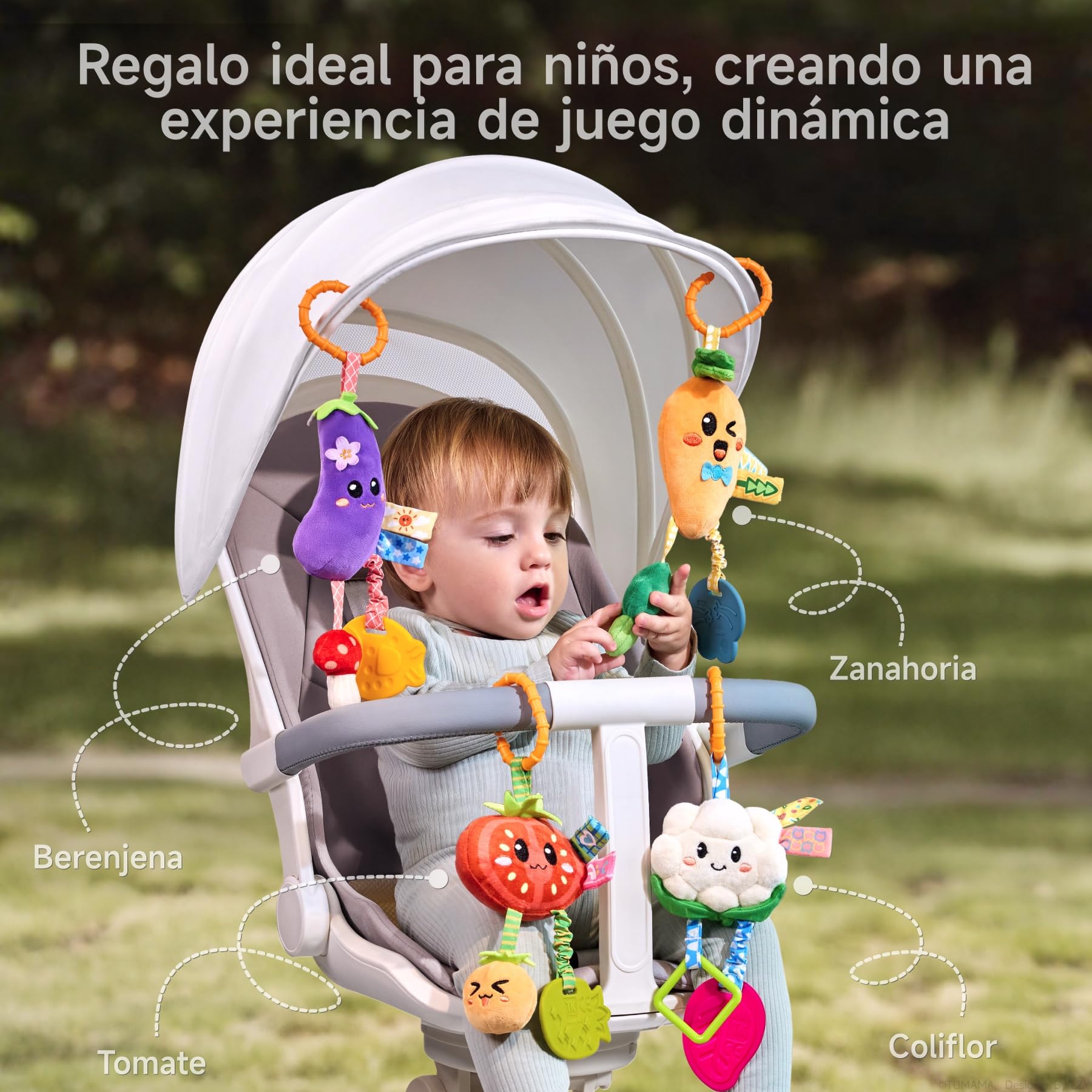 TUMAMA KIDS Juguetes Bebes 0 3 6 9 12 Meses, Sonajero Colgante para Cochecito, Juguetes Sensoriales Bebe para Niño y Niña, Paquete de 4