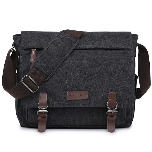 Large Vintage Canvas Messenger Shoulder Bag Travel Crossbody Purse Briefcase Business Bag for 15inch Laptop