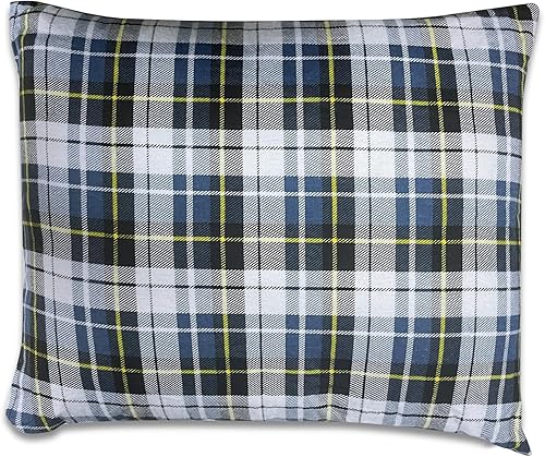 REDCAMP Almohada pequeña de camping ligera y comprimible, almohada de viaje de franela con funda de almohada extraíble (azul cuadrado y gris)