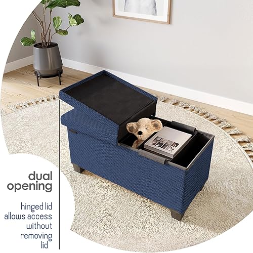 Miniatura 18 de Otomana plegable para dormitorio o sala de estar, con contenedores de almacenamiento, reposapiés para el extremo de la cama, soporta hasta 660 lb,