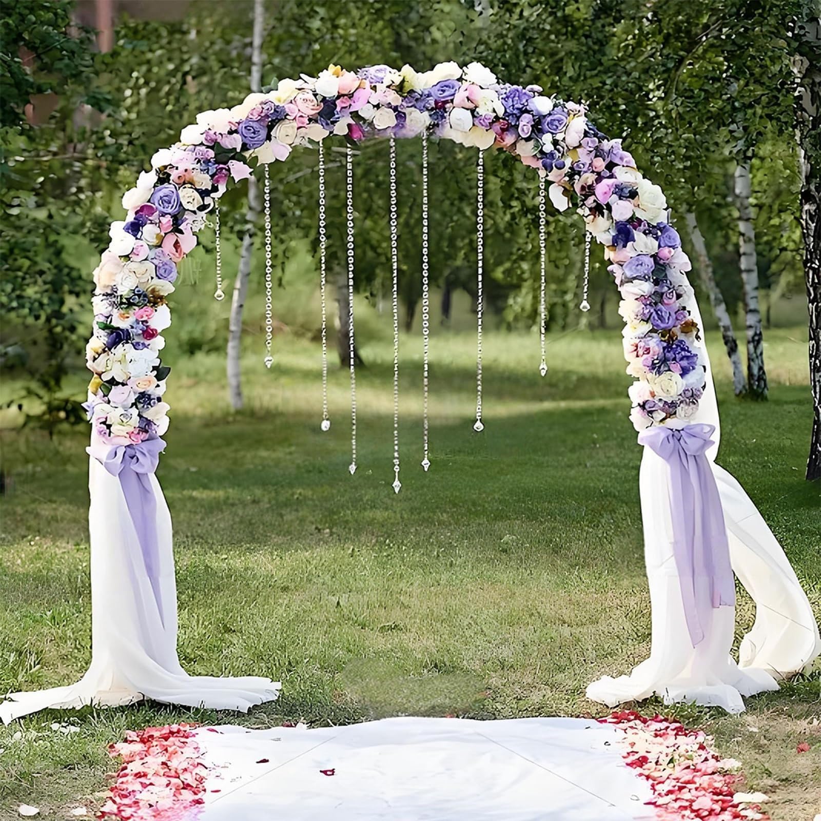 Arco da giardino in metallo resistente, traliccio in ferro resistente alle intemperie per piante rampicanti, stabile, pergolato nero con basi decorative per ingresso, 140 x 230 cm