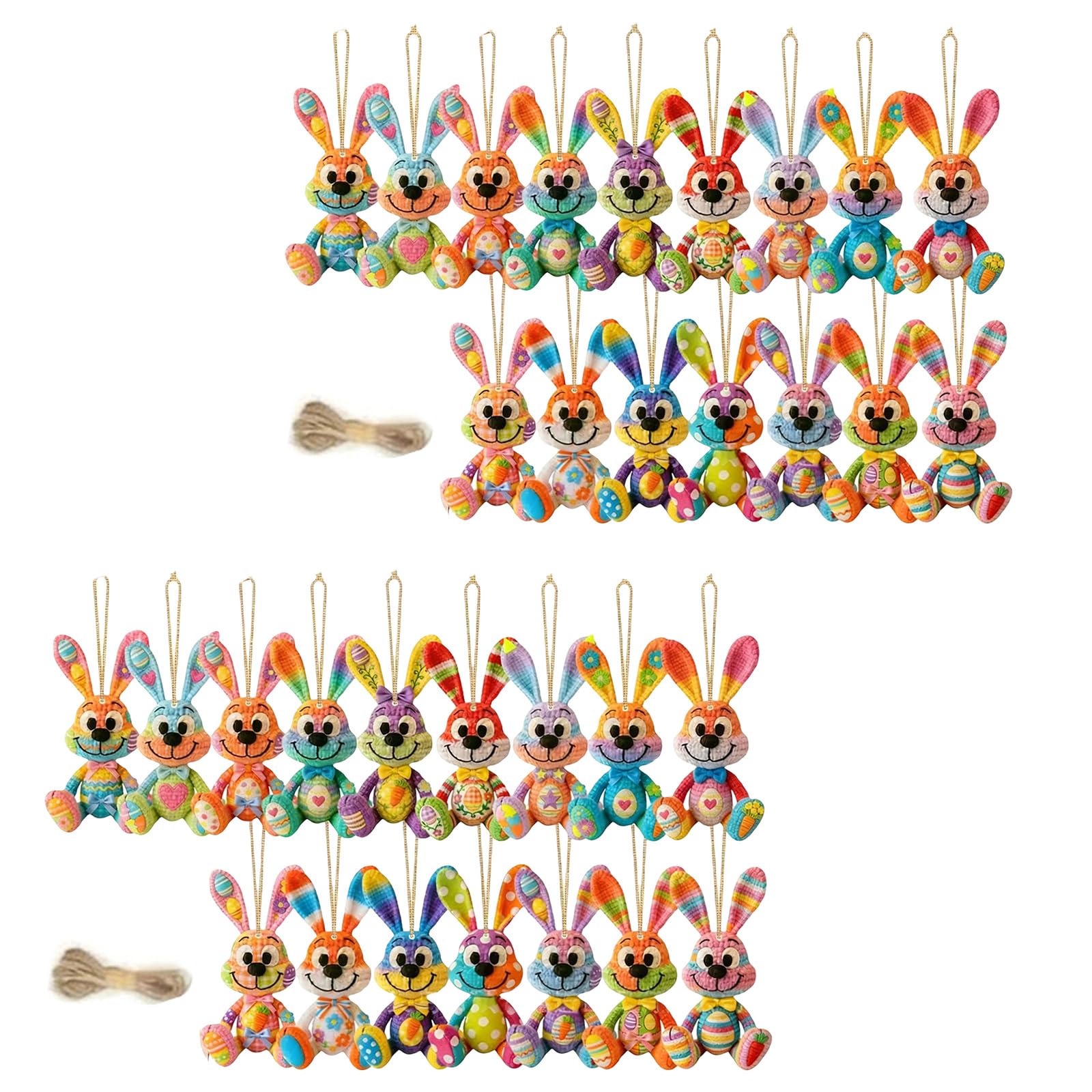 carotoe 16 / 32Pcs Wooden Easter Hare Hanging Decoration Colorful Wooden Hare Pendant for Festival Home Decoration Lagomorph Party Deck