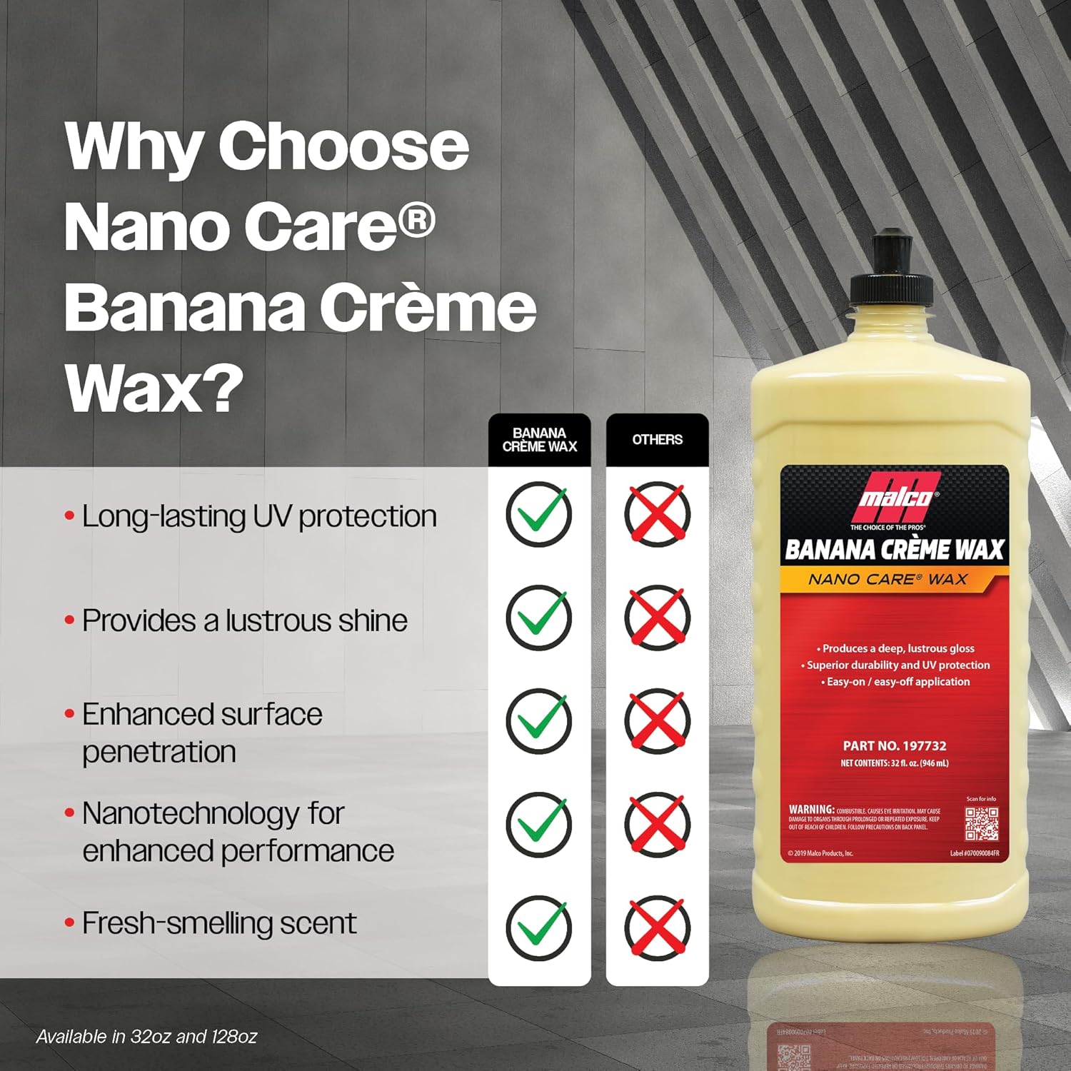 Malco Nano Care Banana Creme Wax - Deep Gloss Shine and Long-Lasting UV Protection/For Automotive, Marine and Industrial Finishes / 1 Gallon (197701) - Image 4