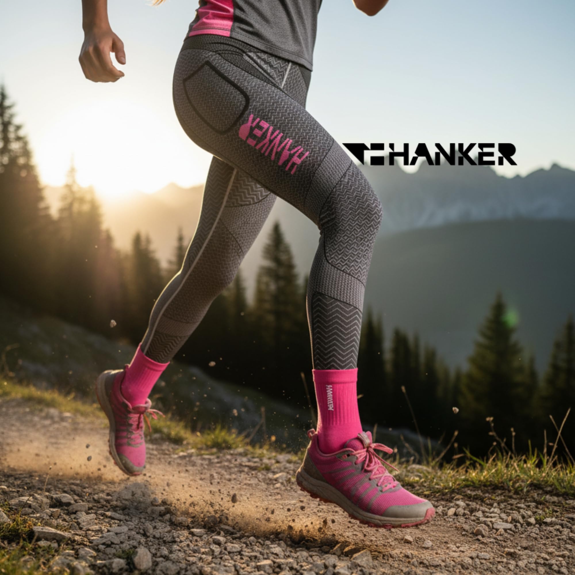 HANKER Leggings sportivi donna lunghi a compressione adattabile con tasche grandi e tessuto termoregolatore Soft-Air Plus