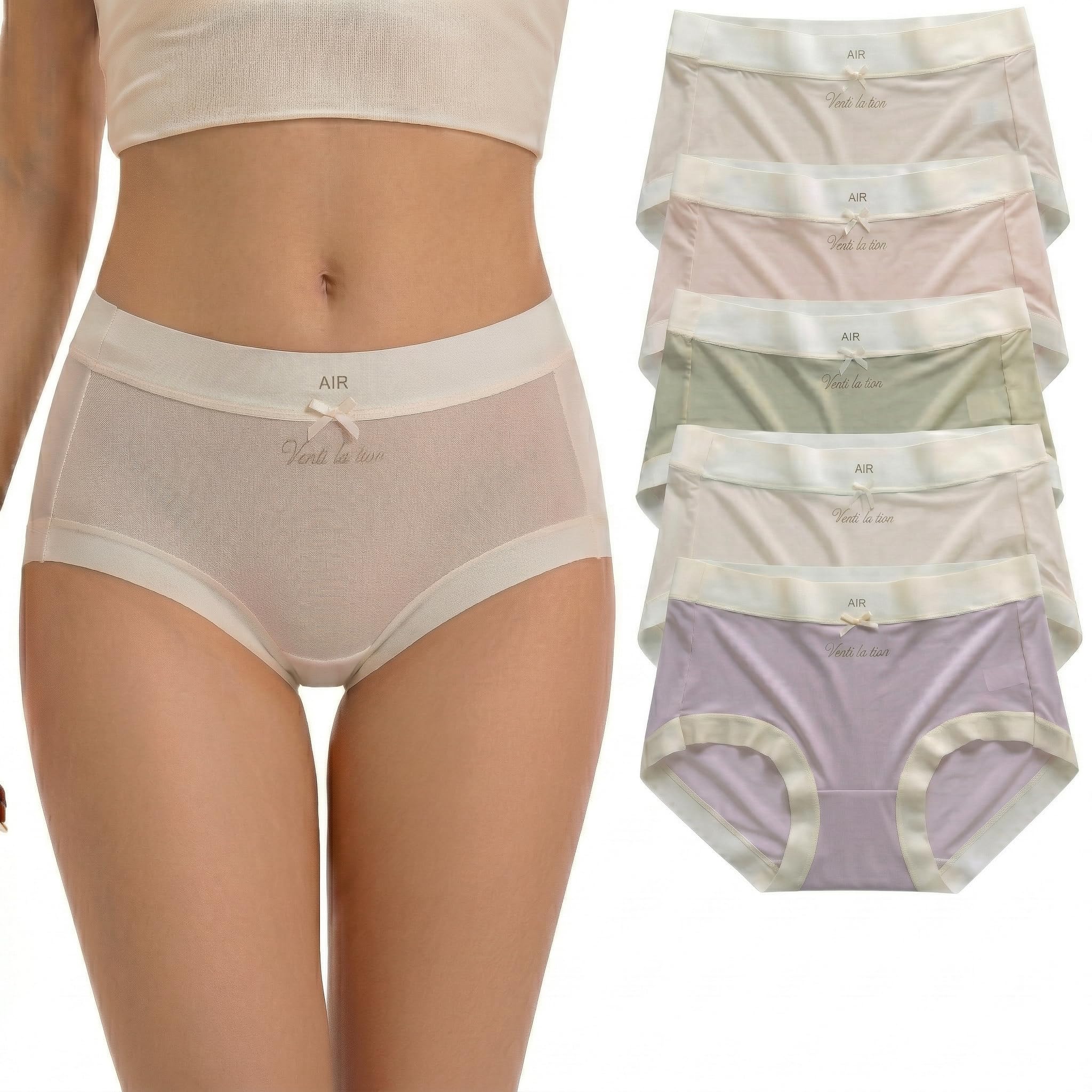 Women Seamless Mid Waist Panties Breathable Ice Silk Underwear No Visible Panty Line Soft Stretch Hipster Briefs Lightweight Cooling Innerwear for Ladies-image-17
