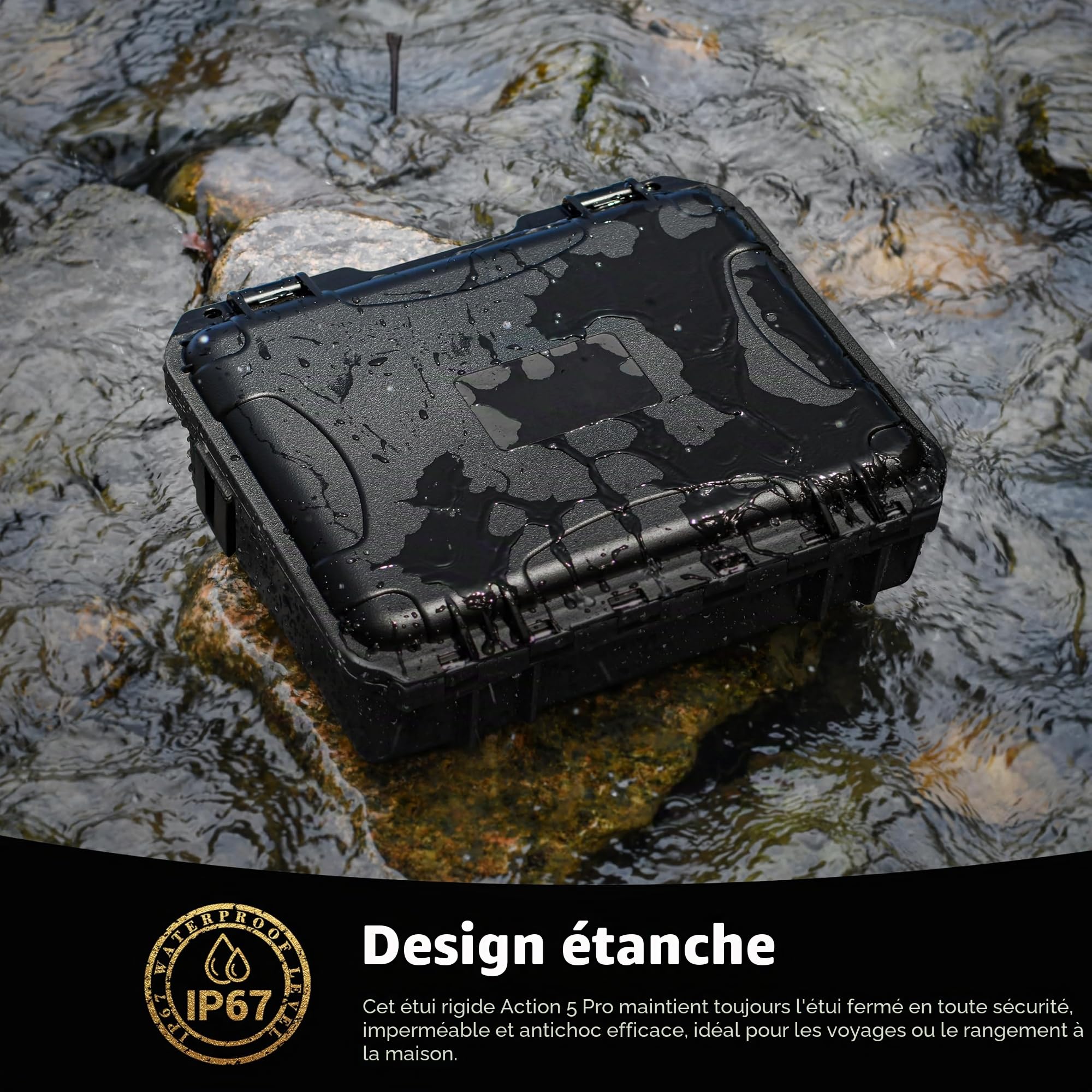 Tomat Action 5 Pro Étui rigide étanche Accessoire Premium Protection Compatible MIC 2/Poignée multifonctionnelle