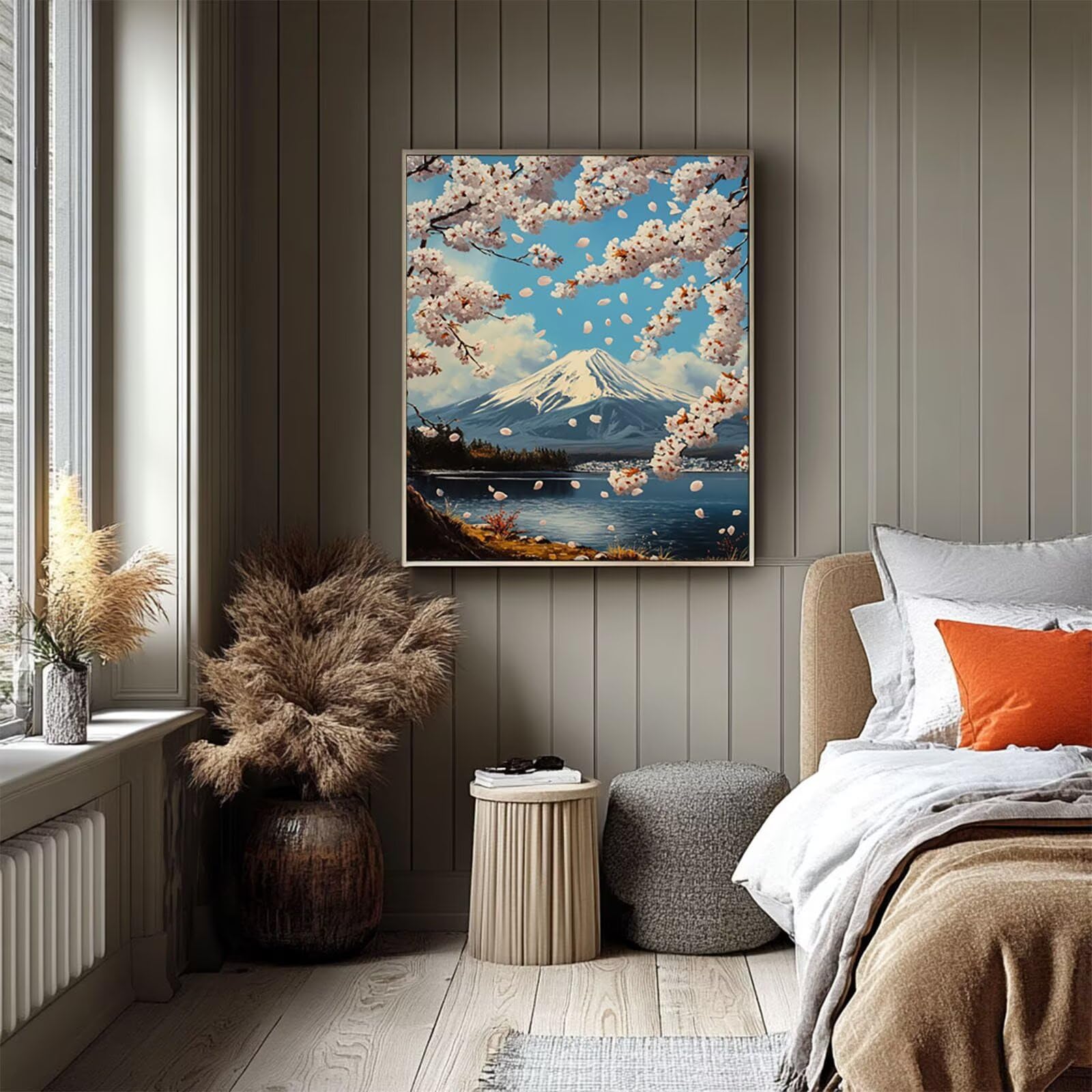 Malowanie numerów dla dorosłych Fuji, obraz na płótnie numer dla dzieci początkujący kwiat, płótno pełny zestaw dla dorosłych 95x70 cm z pędzlami i akrylem, DIY Malowanie według numerów do dekoracji