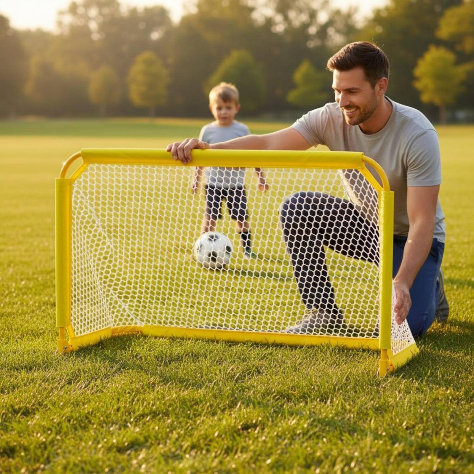 Portería de Fútbol Infantil Meta para Niños Arco Plegable Red Portátil con Malla sin Nudos de Oxford Esquinas Redondeadas Estabilidad Fácil de