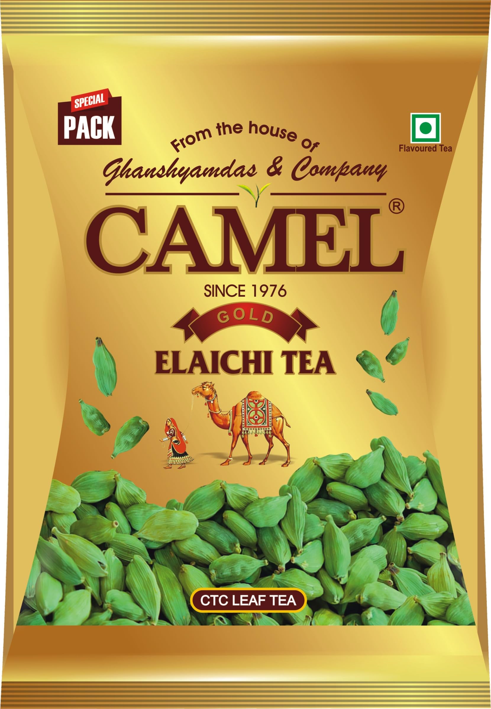 Camel Gold Tea, Premium Pack, From the House of Ghanshamdas & Company, Assam Strong tea Since 1976 (250g, Elaichi Leaf Tea)