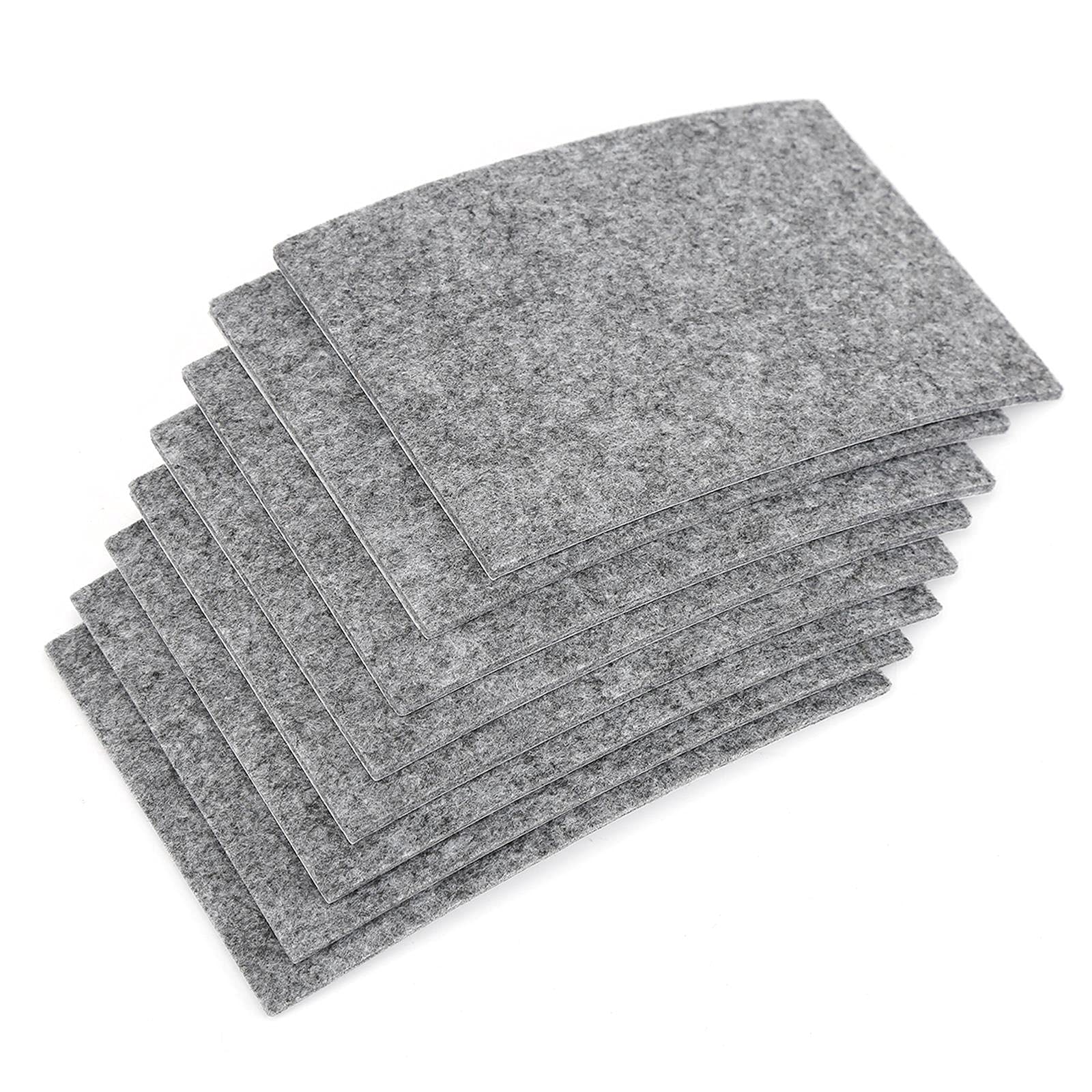 32Nd Grey Felt Furniture Feet Pads, Floor Protector With Self Adhesive Back - Rectangle (10Cm X 15Cm) - 8 Pack