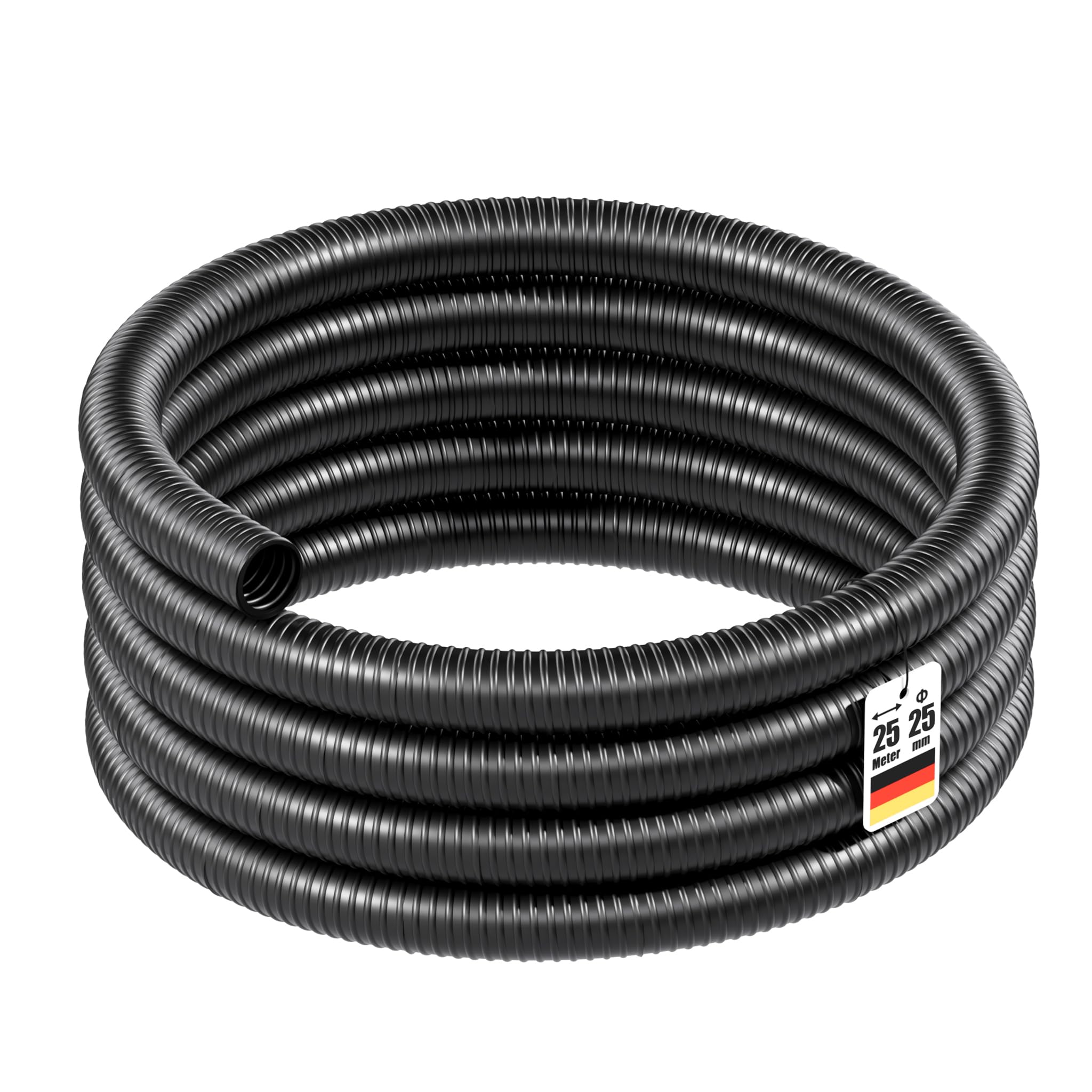 Wiltec Manguera flexible para estanque 25 m manguera en espiral reforzado 25 mm (1") negro PVC arroyo