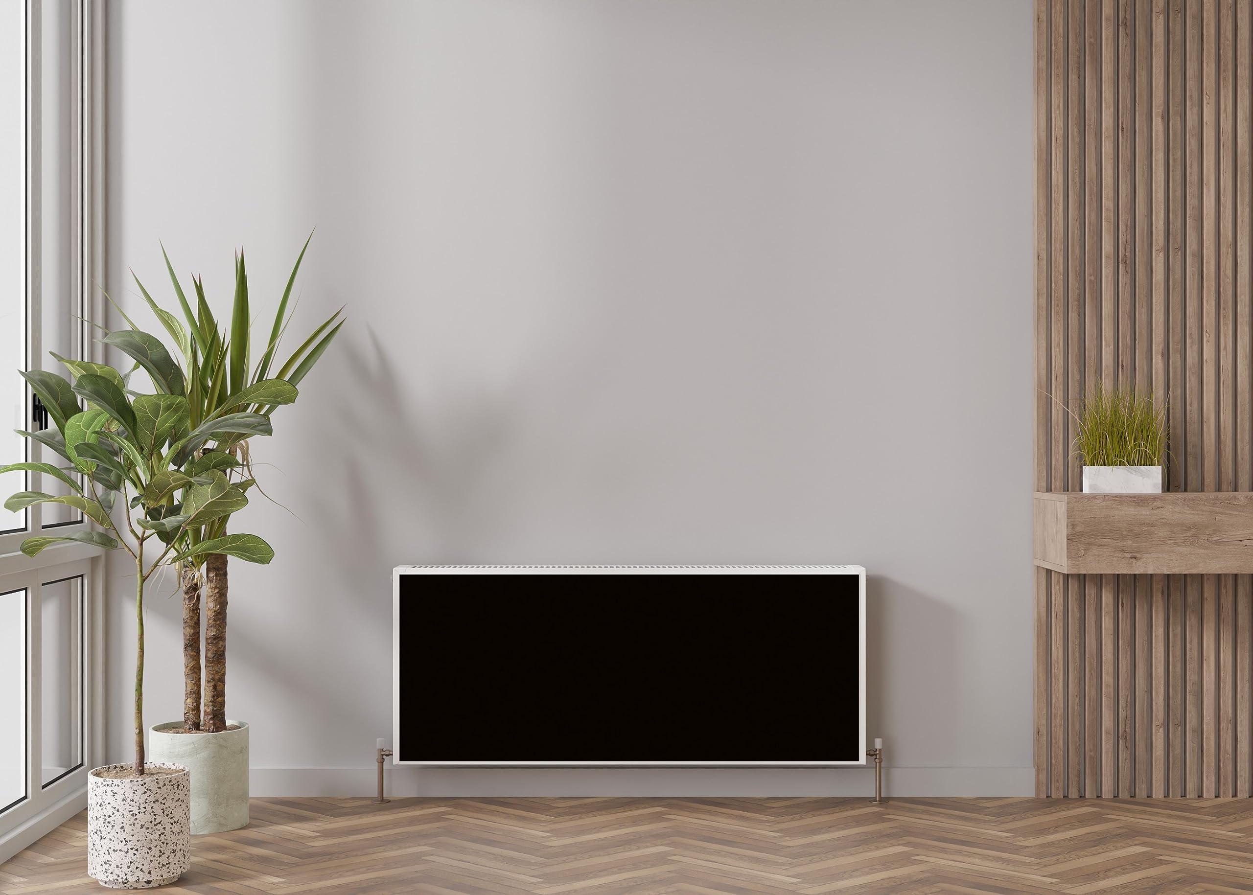 Magnetische Heizkörperverkleidung - 100x60 cm - Magnet Heizkörperabdeckung - Motiv Schwarz - Wasserdicht Erhöhte Abriebfestigkeit Paneel-Heizkörperabdeckung