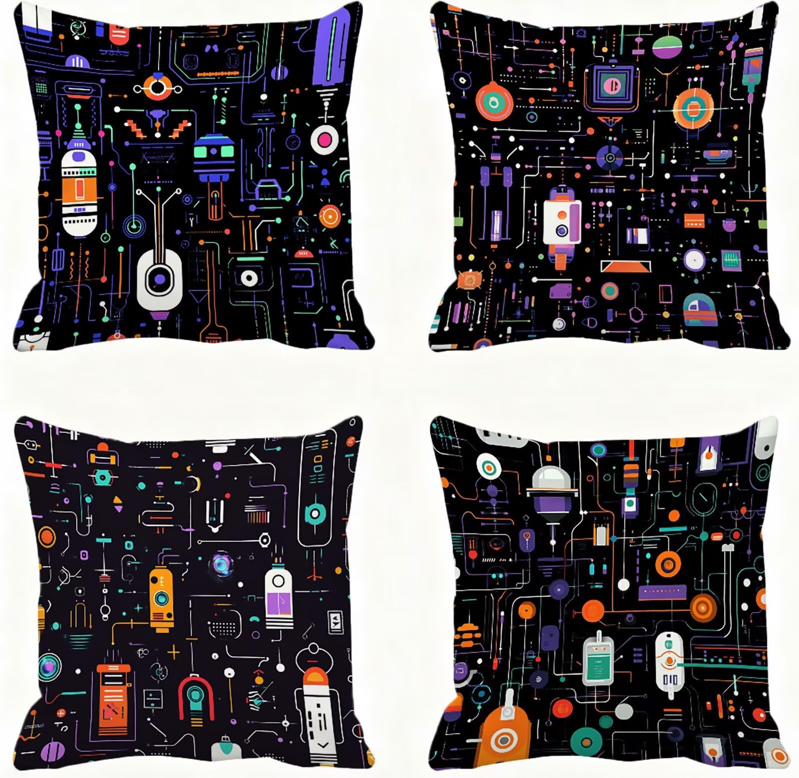 Vistoso Funda Cojin 60x60 Abstracto Funda Almohada 60x60 Cojines Sofa Súper Suave Fundas Cojines Decorativos Fundas Almohadas 4 Piezas Cervicales y Cuello, para Hogar Cama Salon Decoracion E - 901