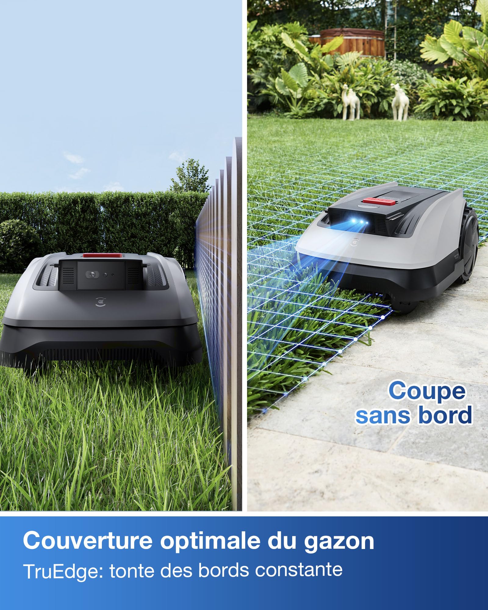ECOVACS Goat O1200 RTK Robot Tondeuse sans Fil périphérique 1200 m², Navigation RTK+Vision Améliorée par Lidar, Cartographie Automatique, Passages étroits 0,7 m, Tonte précise des Bordures, Pente 45%