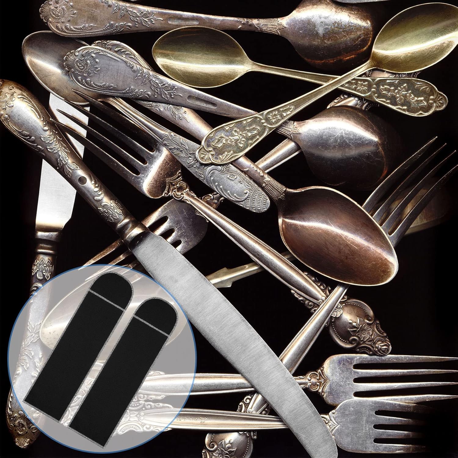 Weewooday 12 Pieces Anti-tarnish Silverware Storage Bags - Velvet Flatware Organizer Sleeves for Teaspoons, Cutlery & Utensils | Elegant Black Design - Image 6