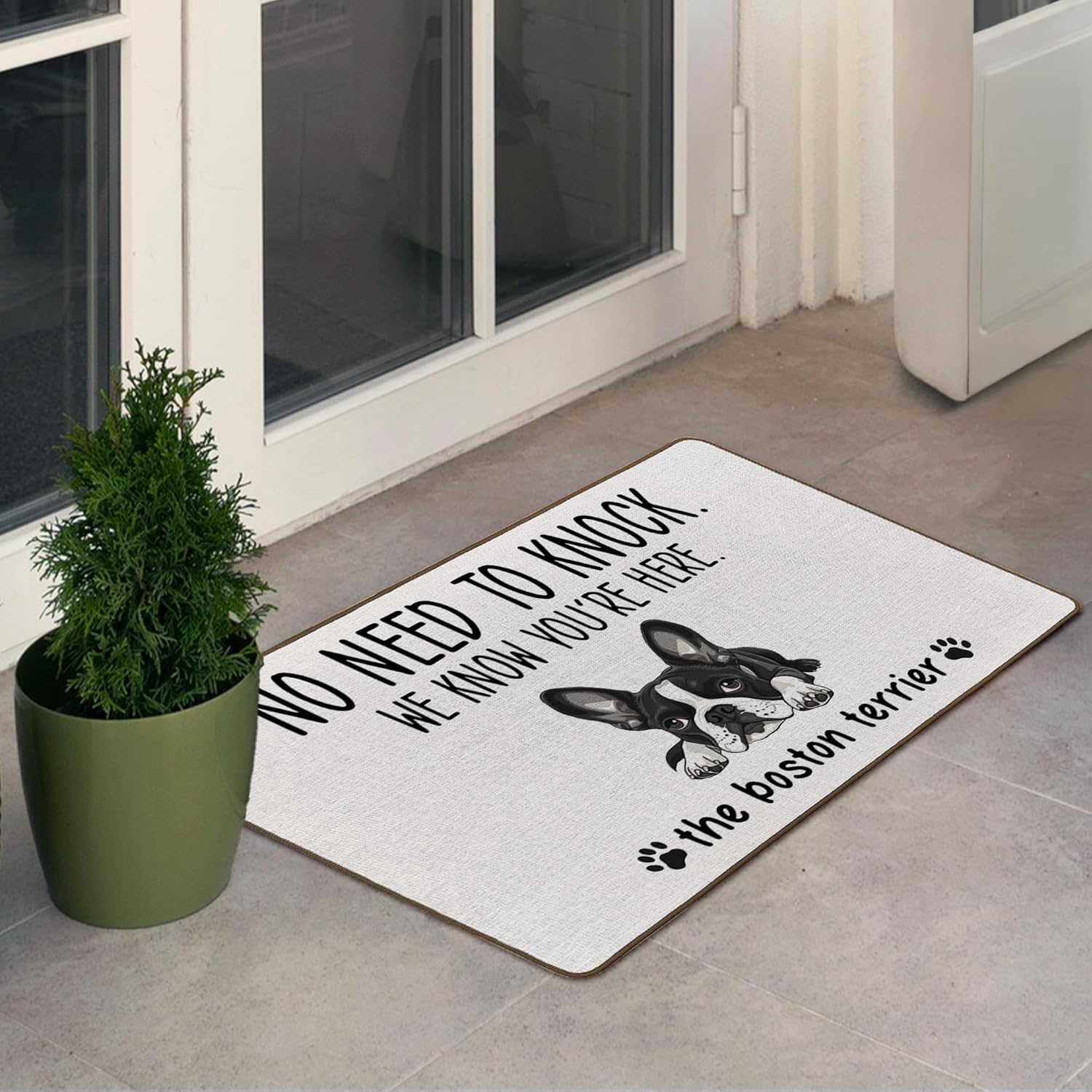 Funny Boston Terrier Door Mat, Boston Terrier Gifts for Women Front Door Mat Outside Indoor Entrance, Funny Dog Decorative Outdoor Doormats for Home House Bedroom Entryway, 17x29in