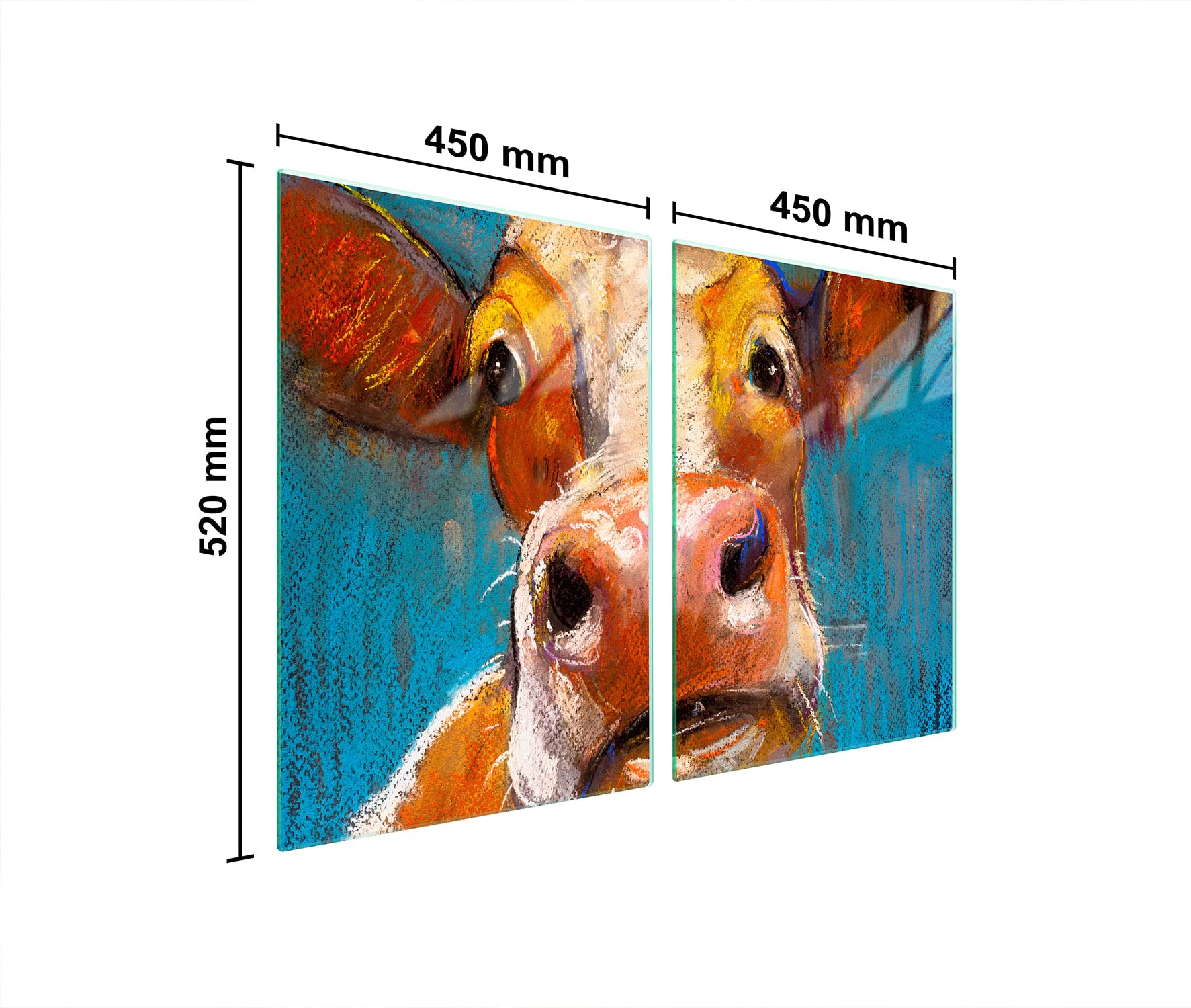 Plaque de protection universelle pour plaque de cuisson 2x45x52cm Pour plaques de cuisson Protection contre les éclaboussures Planche découper en verre trempé Décoration, Vache Animal