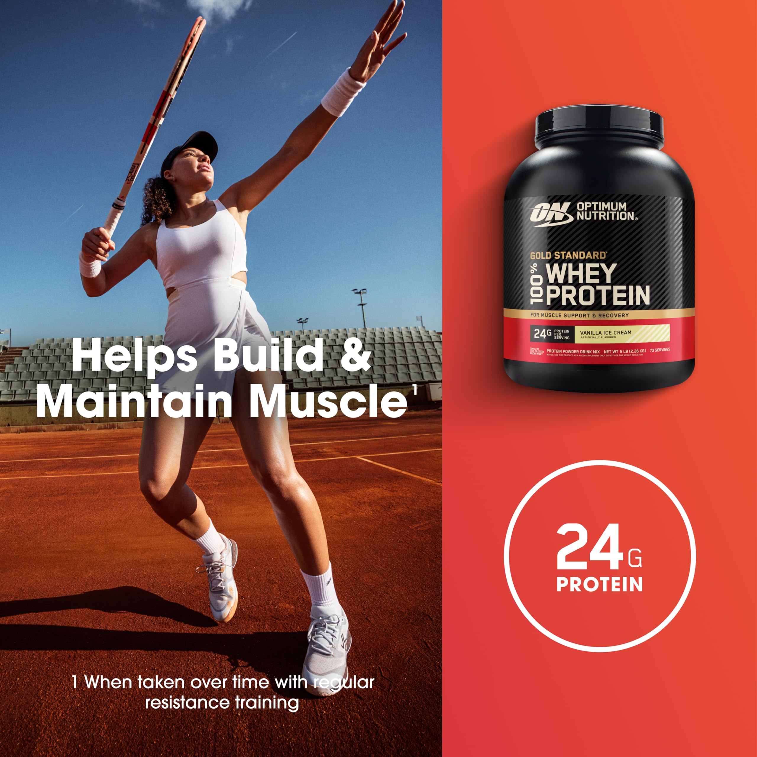 Optimum Nutrition Gold Standard Whey Protein Powder, Vanilla Ice Cream, 5LB — Amazon image 4
